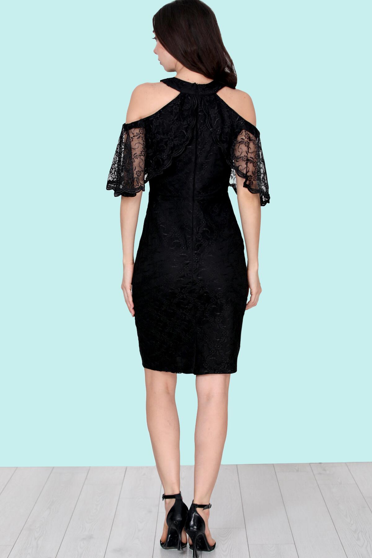 Kurzes Abendkleid aus Spitze, Schwarz