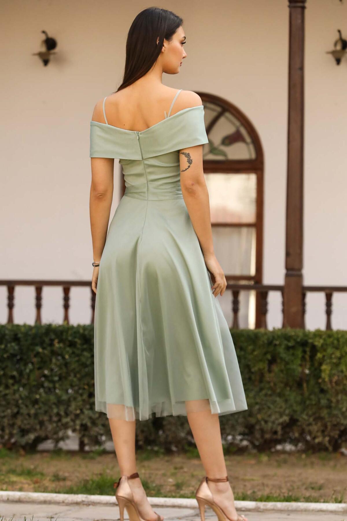 Light Green Midi Evening Dress