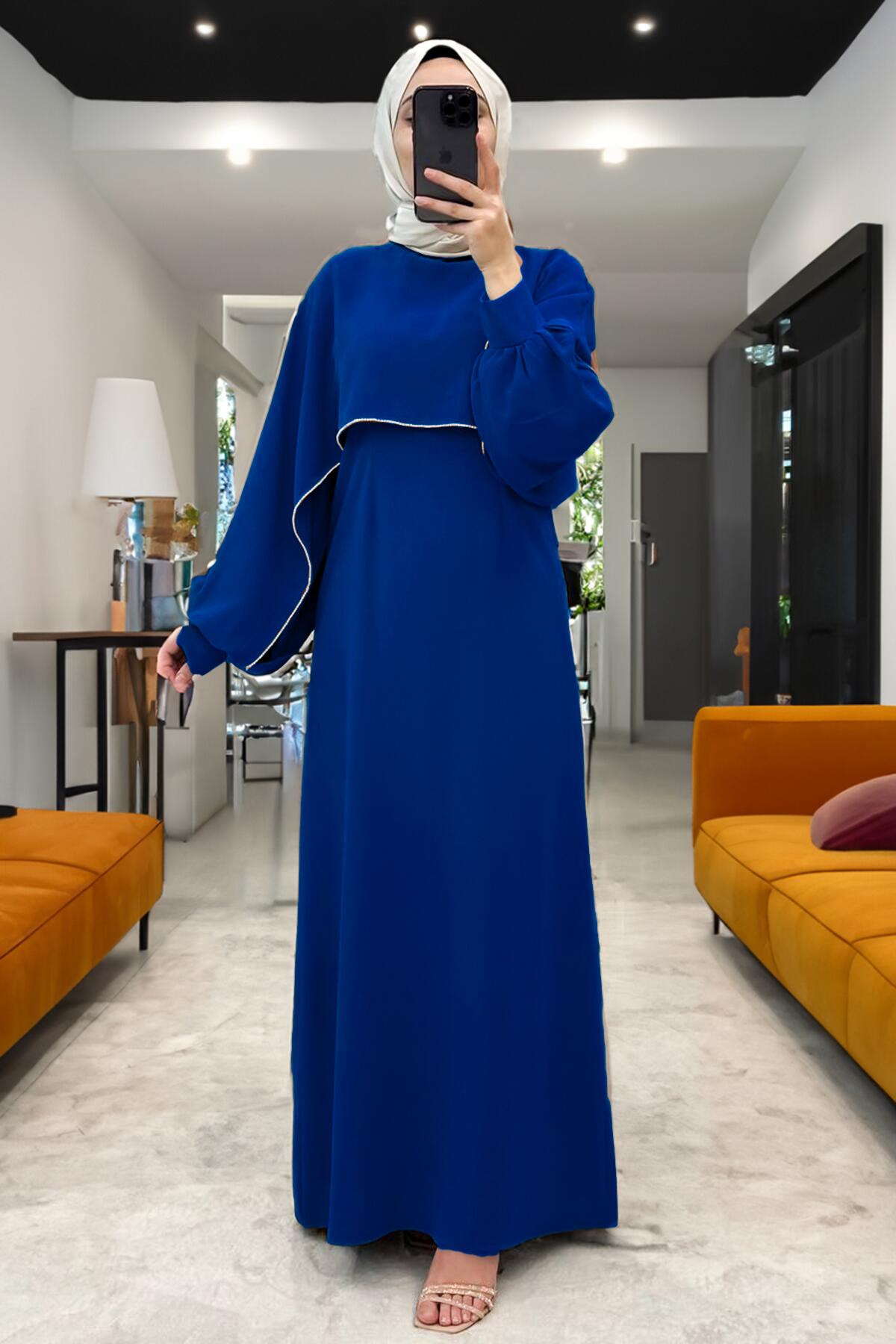 Long Crepe Dress — Royal Blue