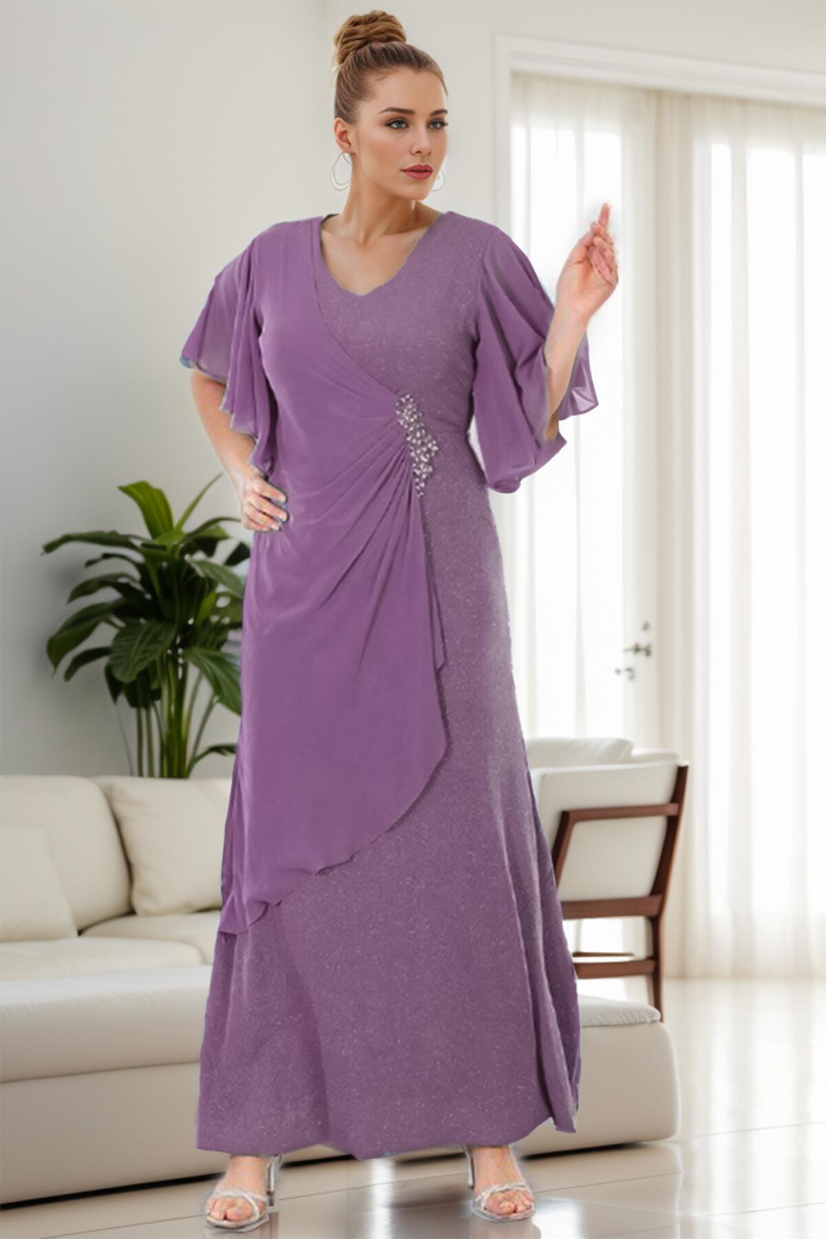 Plus - Size Sparkle Evening Dress — Lilac