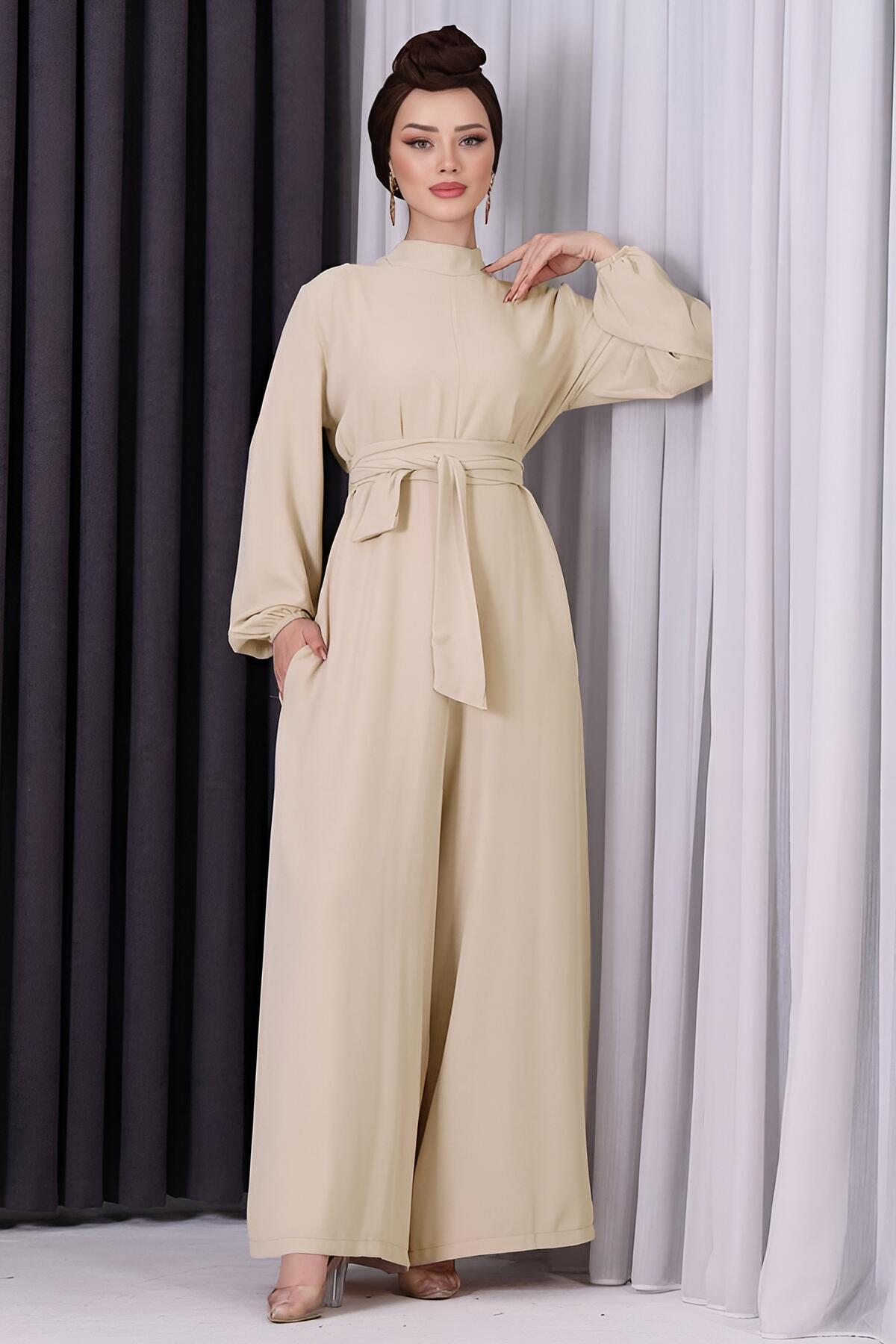 Half - Funnel - Neck Jumpsuit In Stone