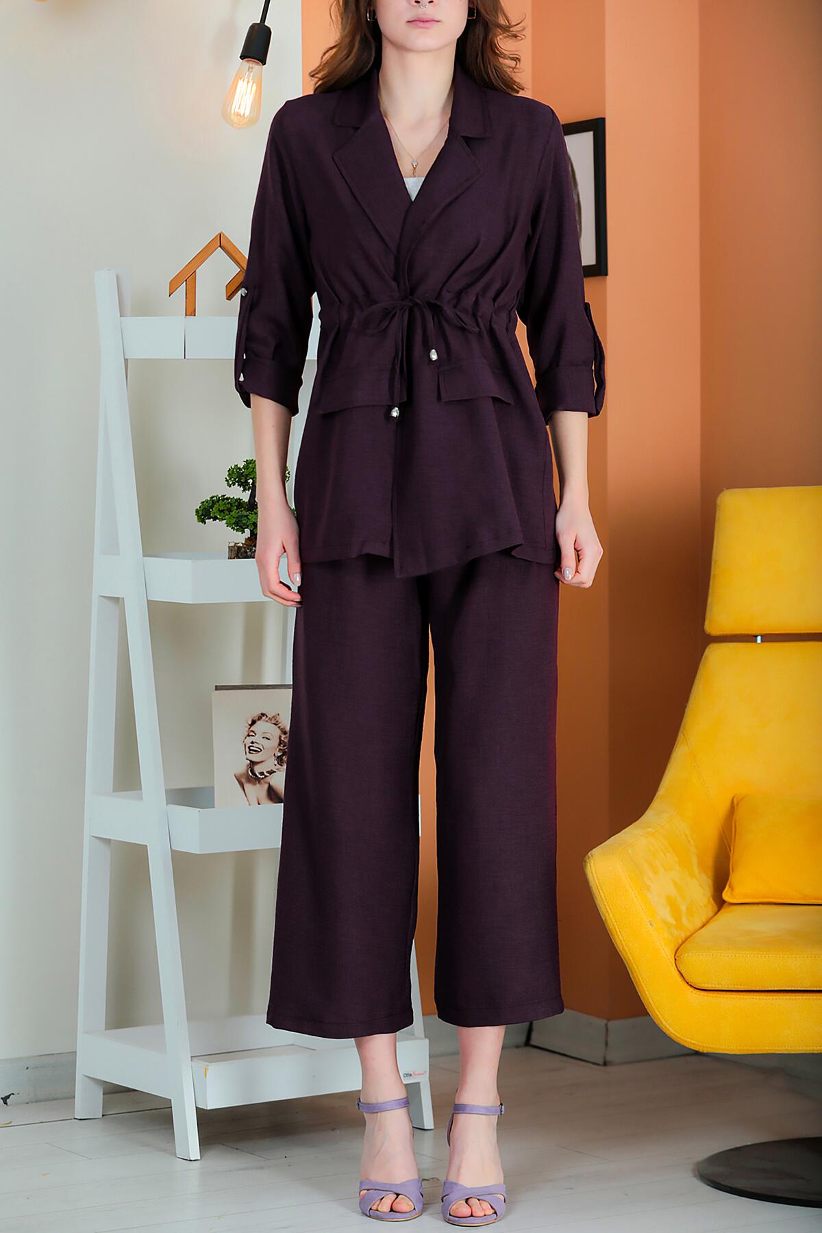 Ensemble deux pièces en tissu flammé — Violet foncé