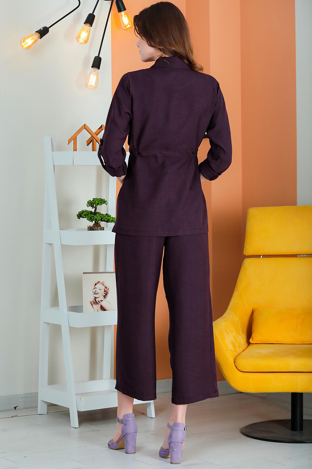 Ensemble deux pièces en tissu flammé — Violet foncé