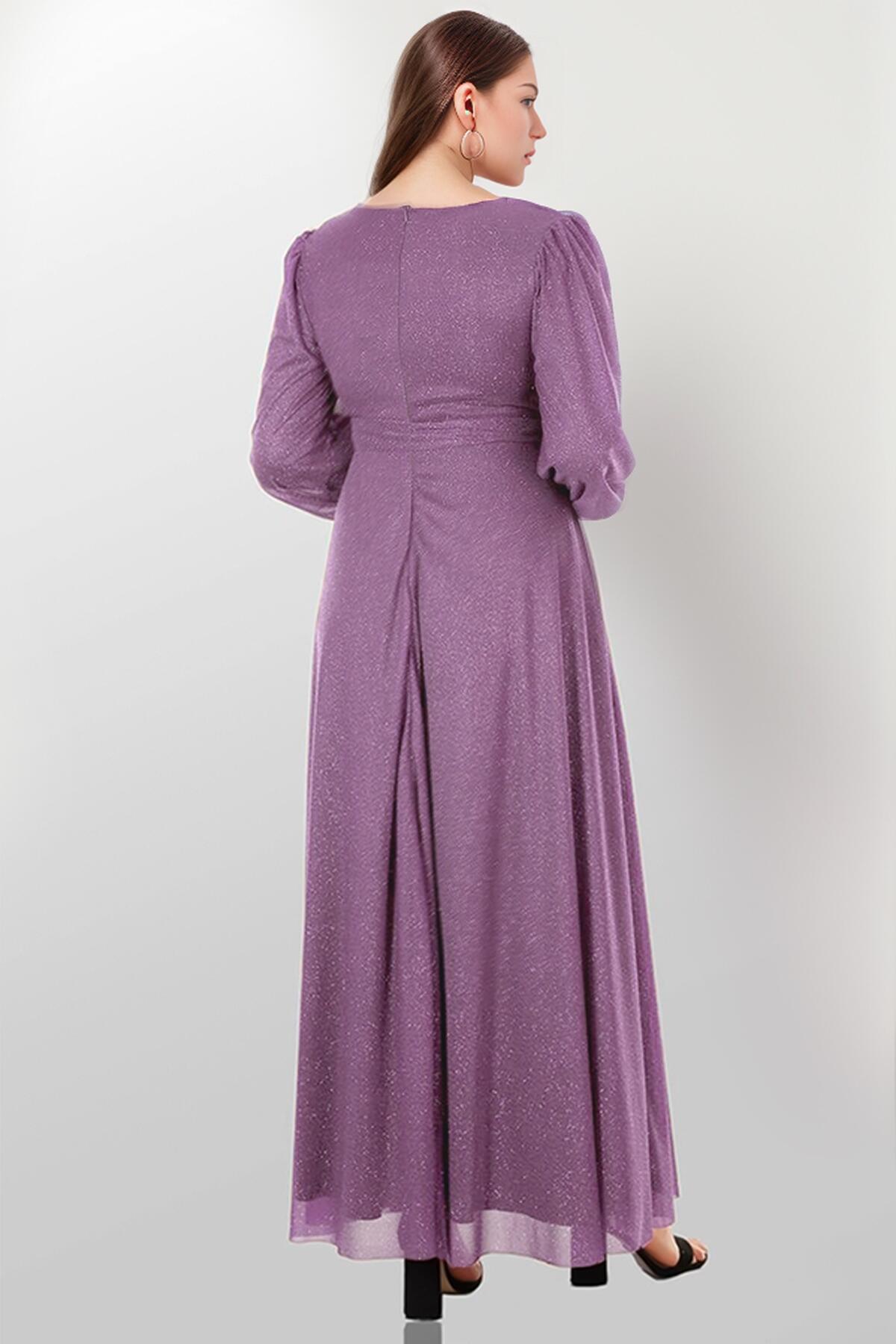 Glitzerndes Abendkleid in großen Größen — Lila