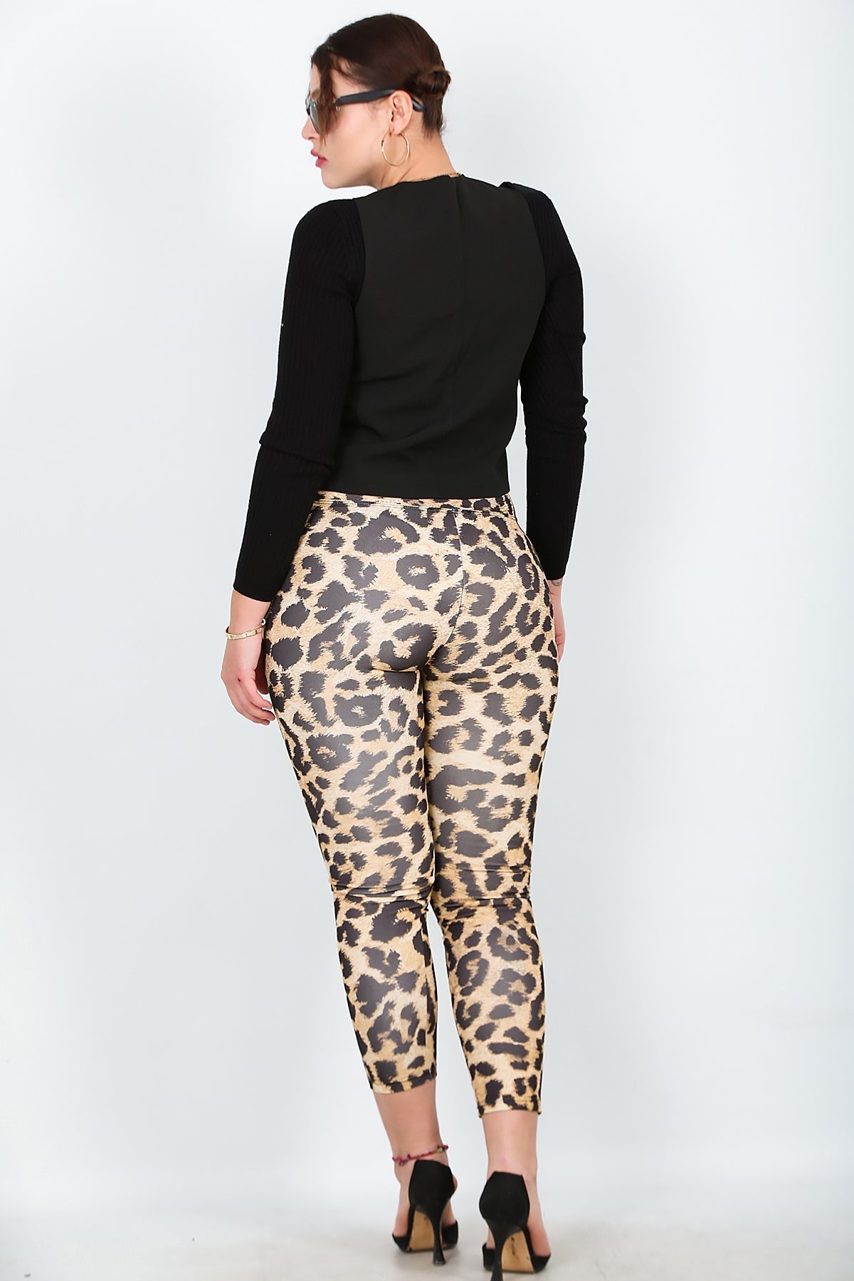 Leggings mit Leopardenmuster in großen Größen – Beige