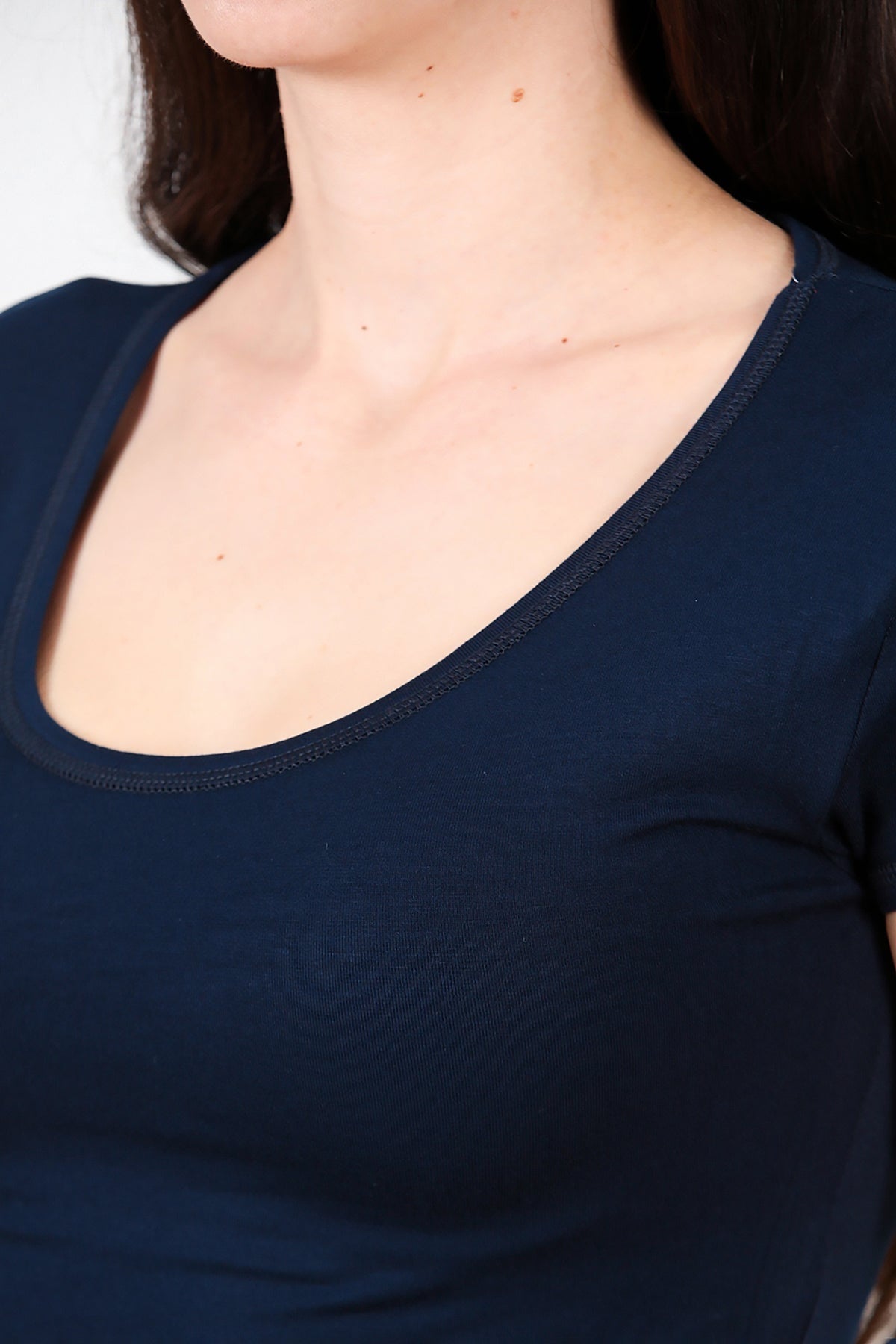 Rundhals-T-Shirt — Marineblau