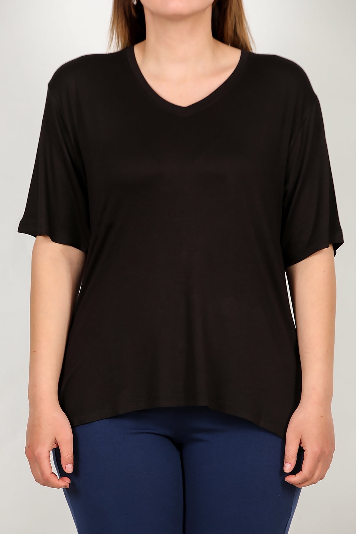 Plus - Size Short - Sleeve Blouse - Black
