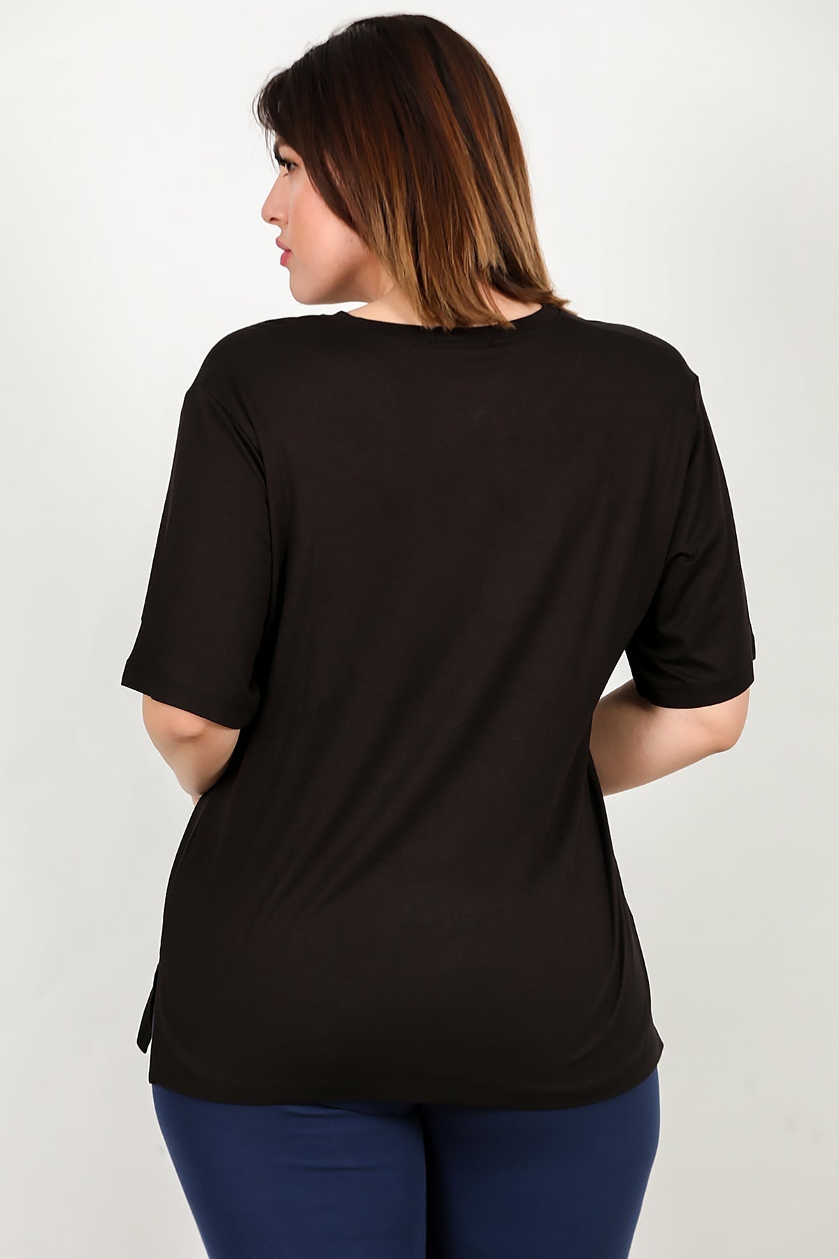 Plus - Size Short - Sleeve Blouse - Black