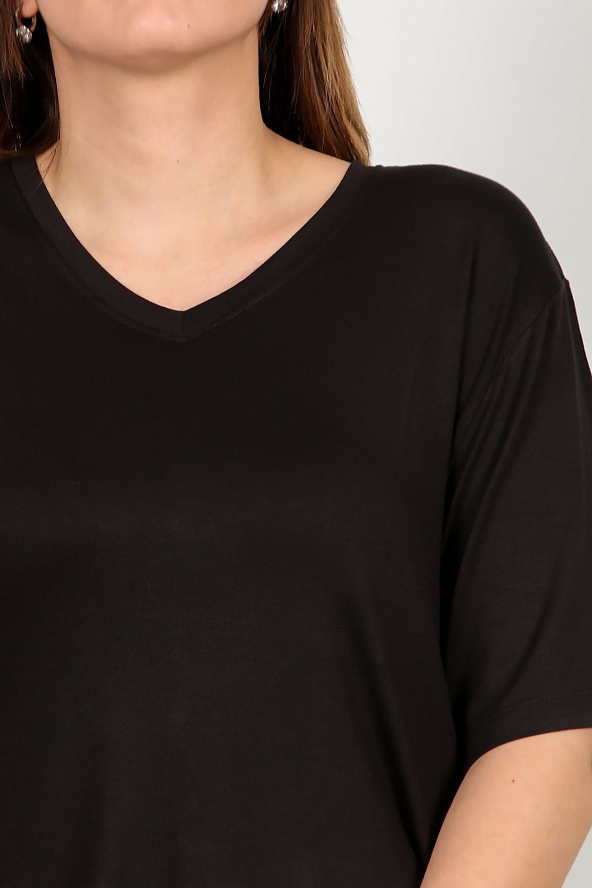 Plus - Size Short - Sleeve Blouse - Black
