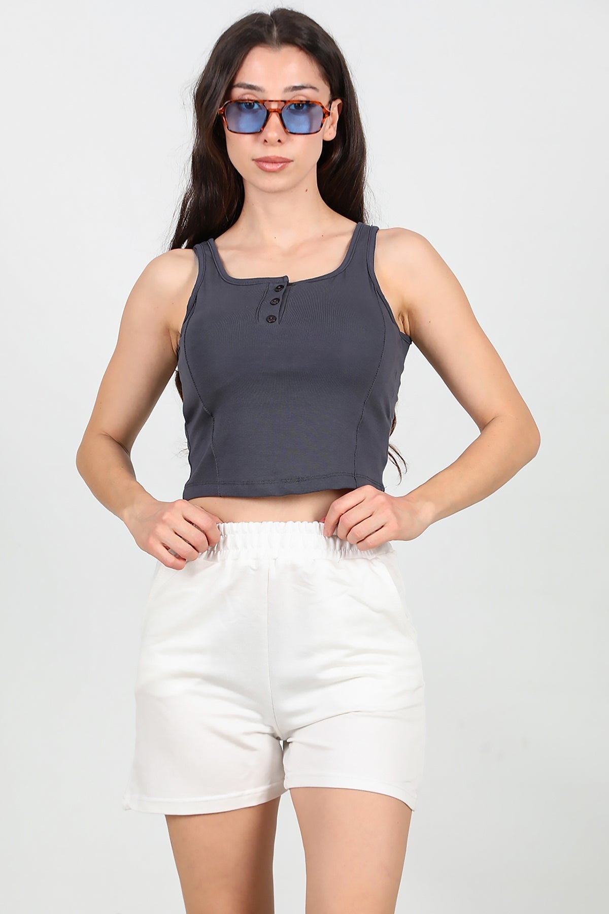 Jersey-Shorts mit Taschen, Cremeweiß
