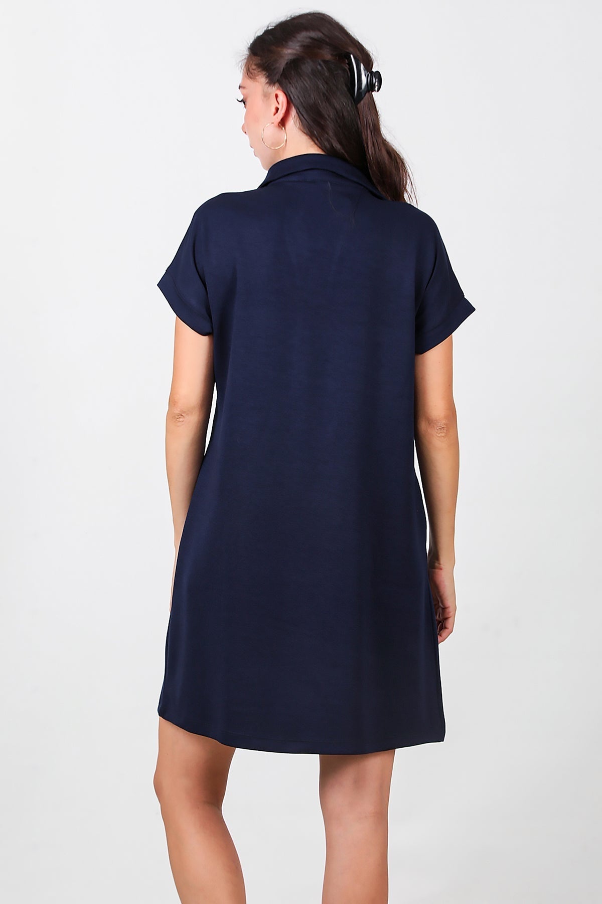 Collared Short Dress — Navy
