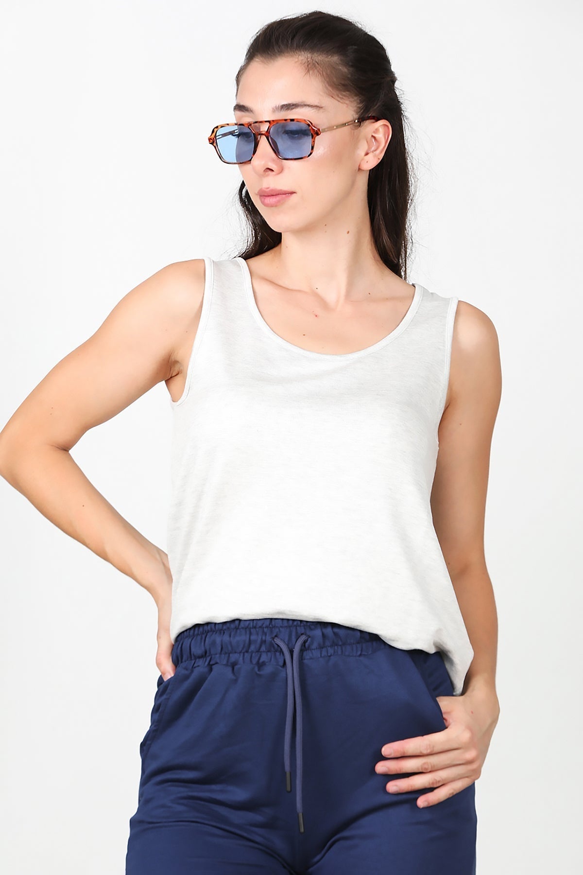 Breitband-T-Shirt – Grau