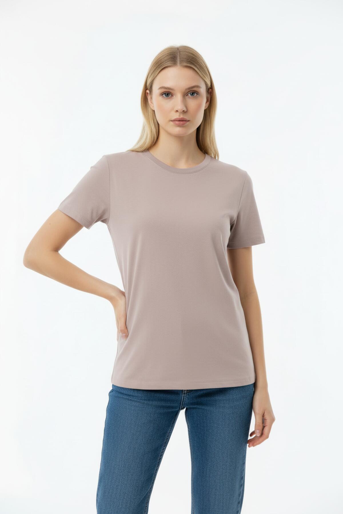 Rundhals-T-Shirt – Taupe
