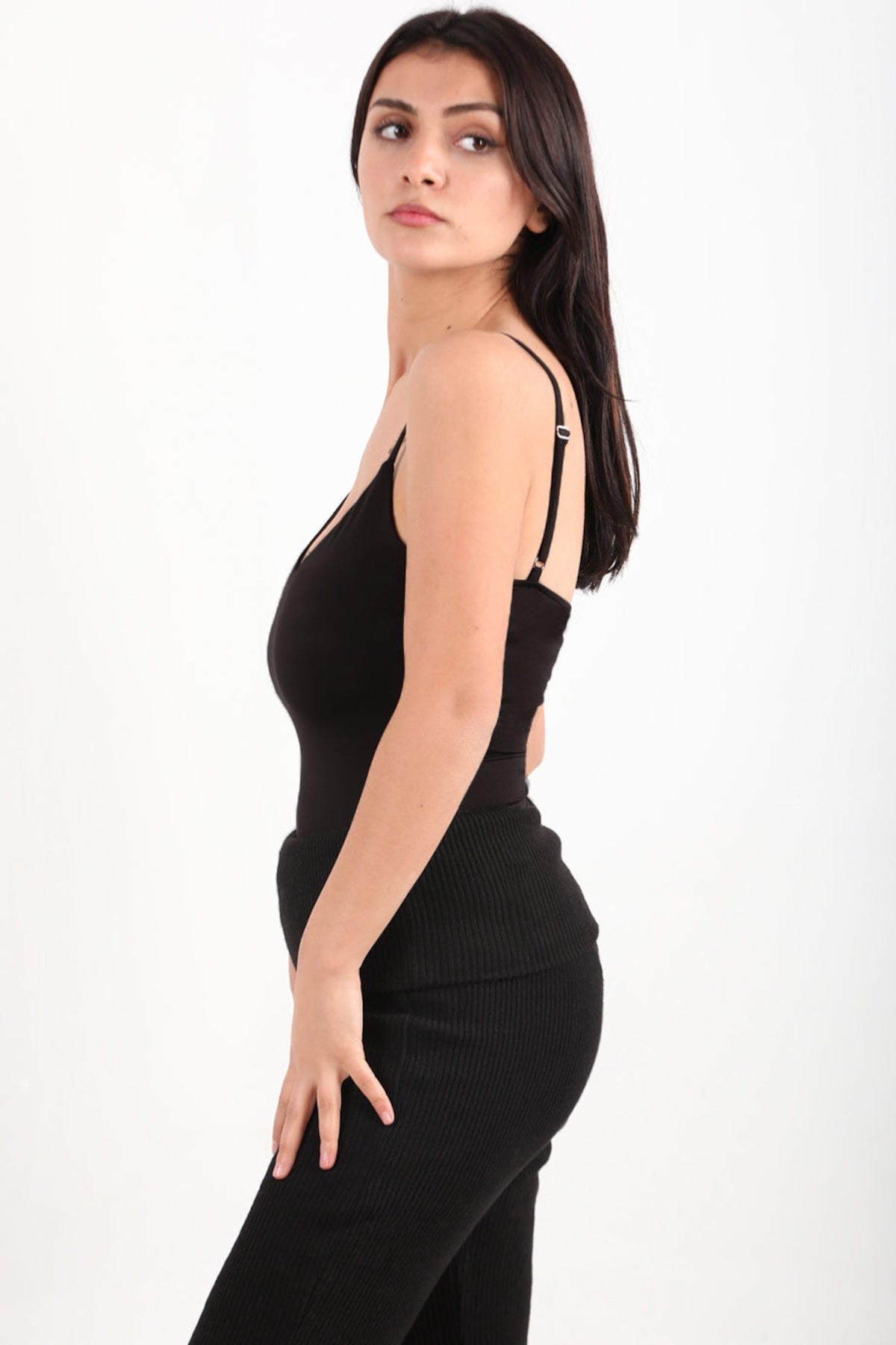 V - Neck Cami Top — Black