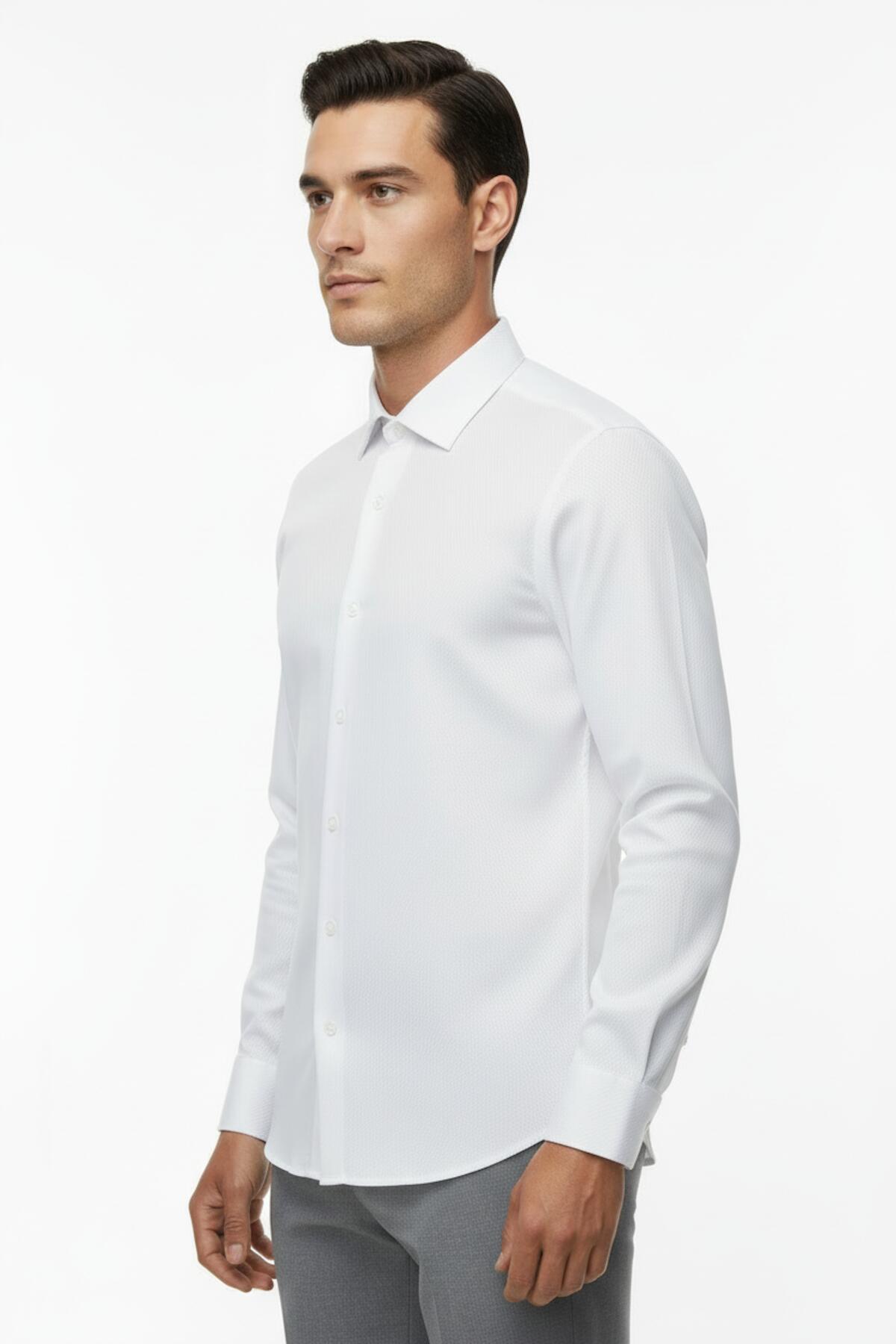 Men's Honeycomb Texture Shirt — White