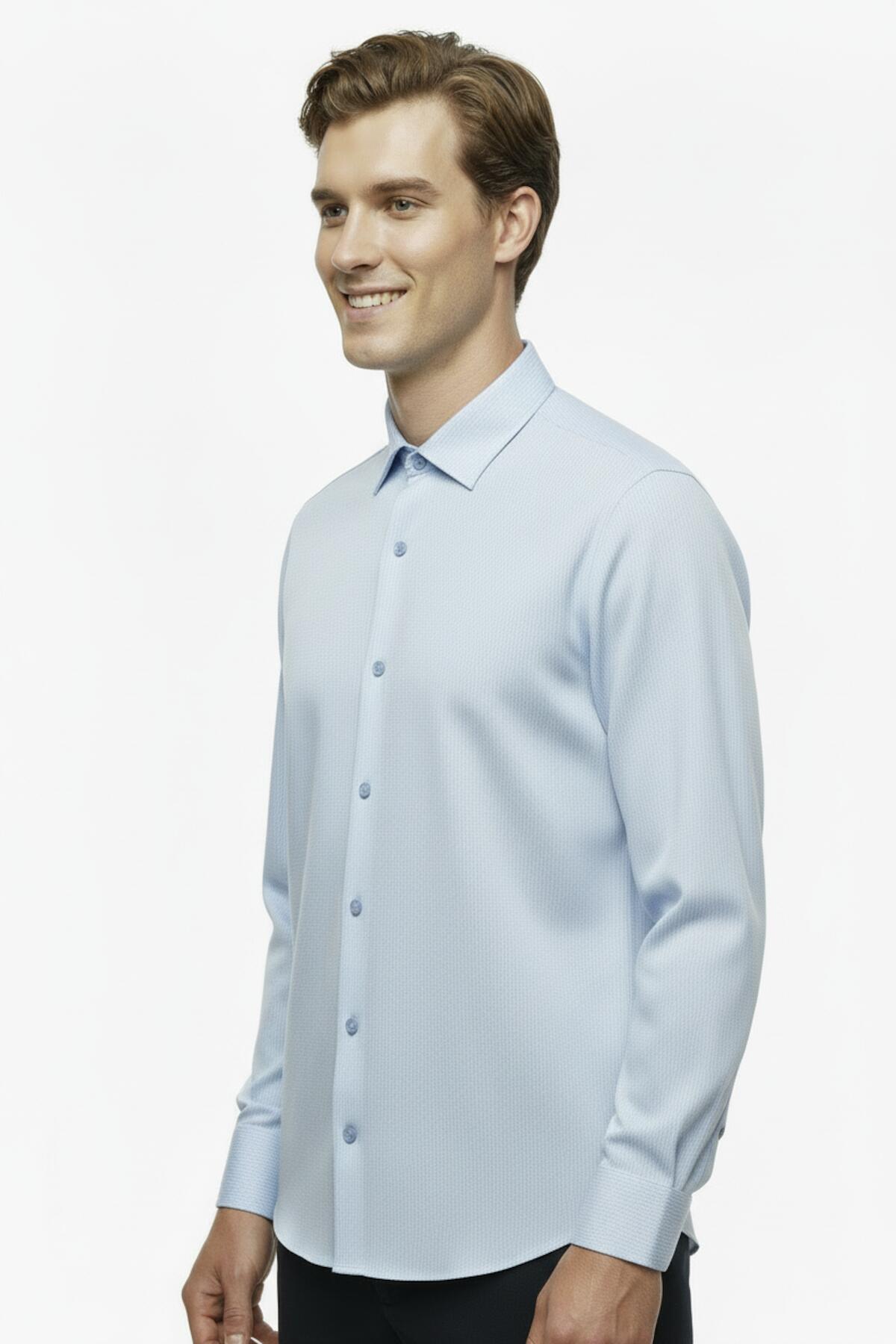 Men's Slim - Fit Striped Shirt — Ice Blue