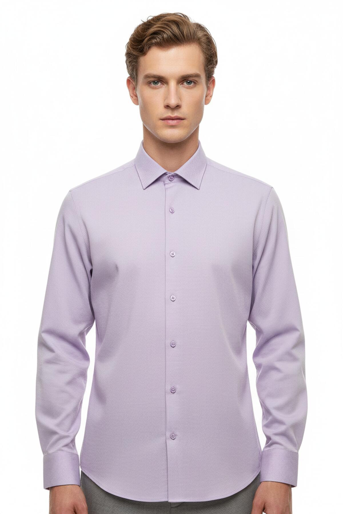 Slim Fit Striped Shirt — Lilac