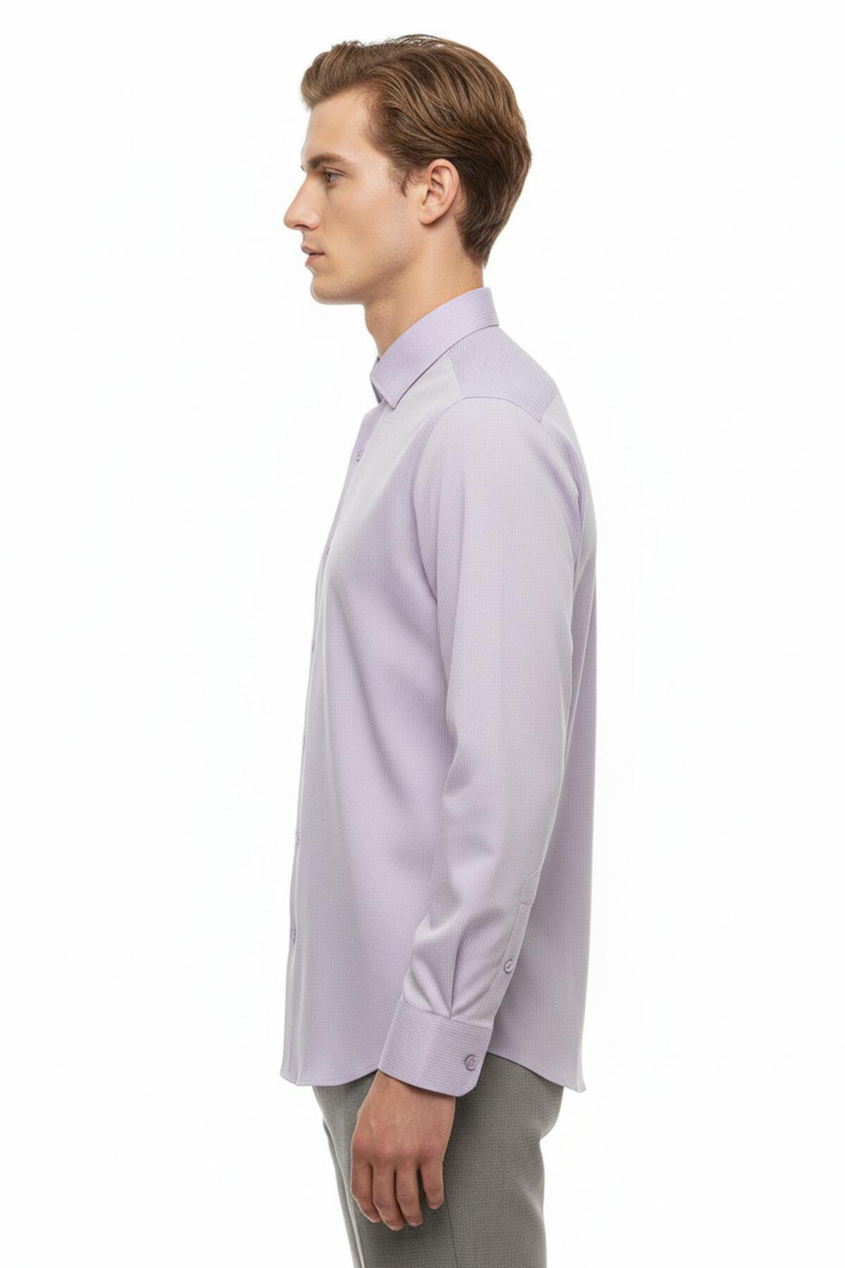 Slim Fit Gestreiftes Hemd – Lila