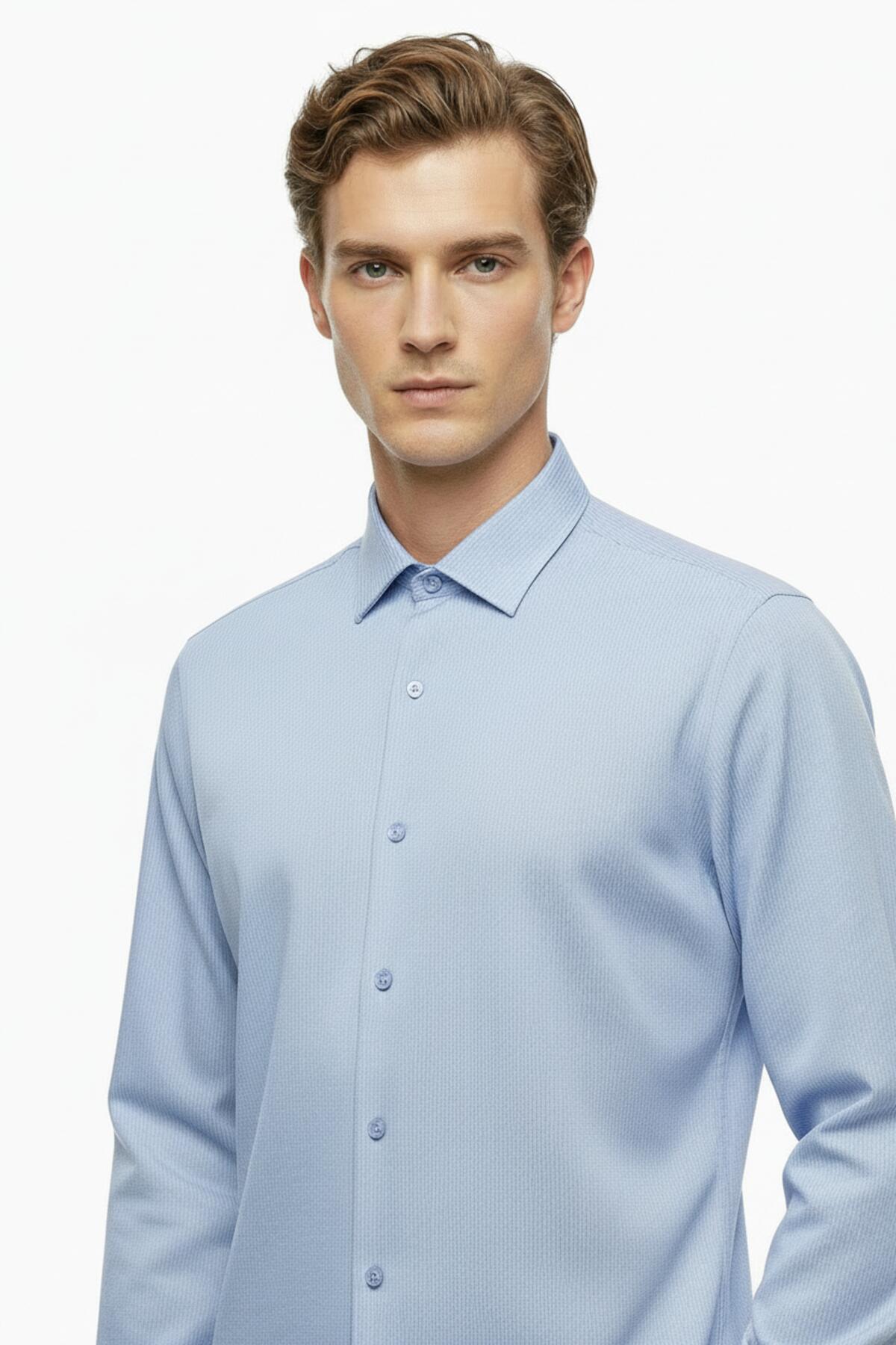 Herren Hemd Slim-Fit Gestreift — Blau