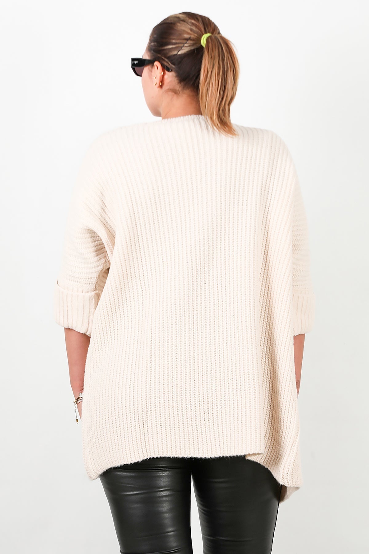Plus - Size Pocket Cardigan — Stone
