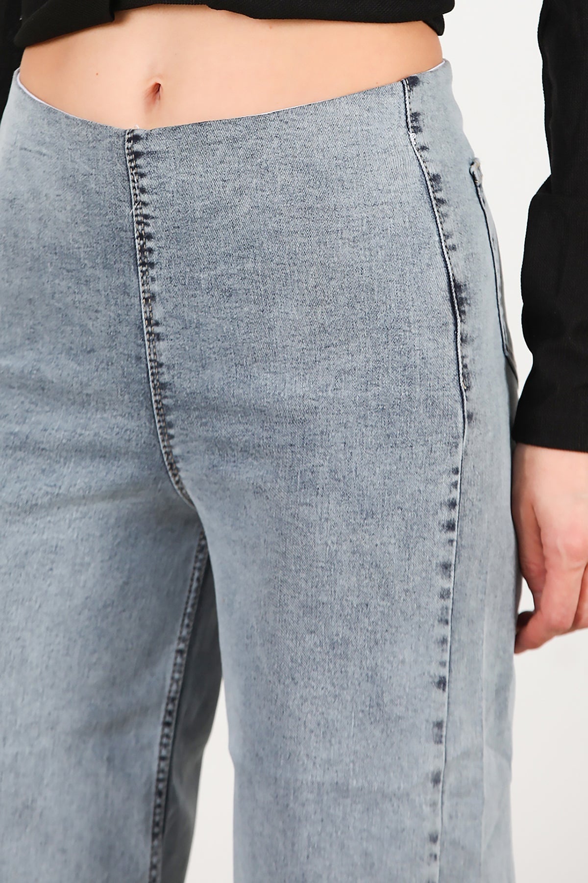 Wide‑Leg Jeans With Elastic Waist — Blue