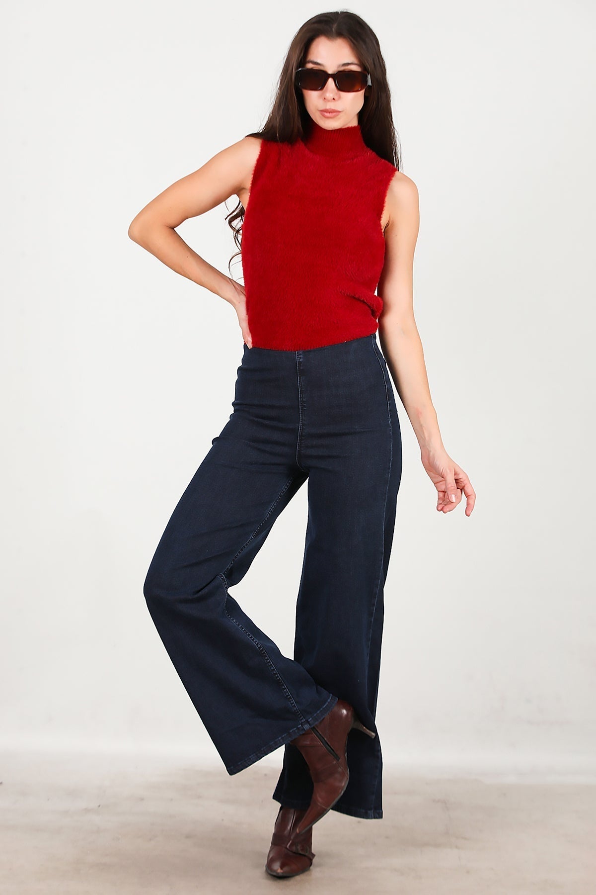 Wide - Leg Jeans With Elastic Waist — Navy