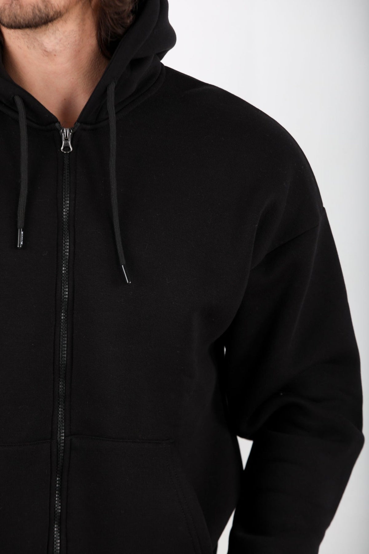 Men's Hooded Zip - Up Jacket — Black