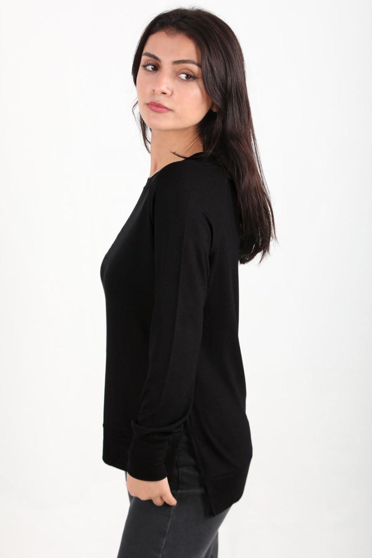Women's Crew - Neck Blouse In Çilek Fabric — Black