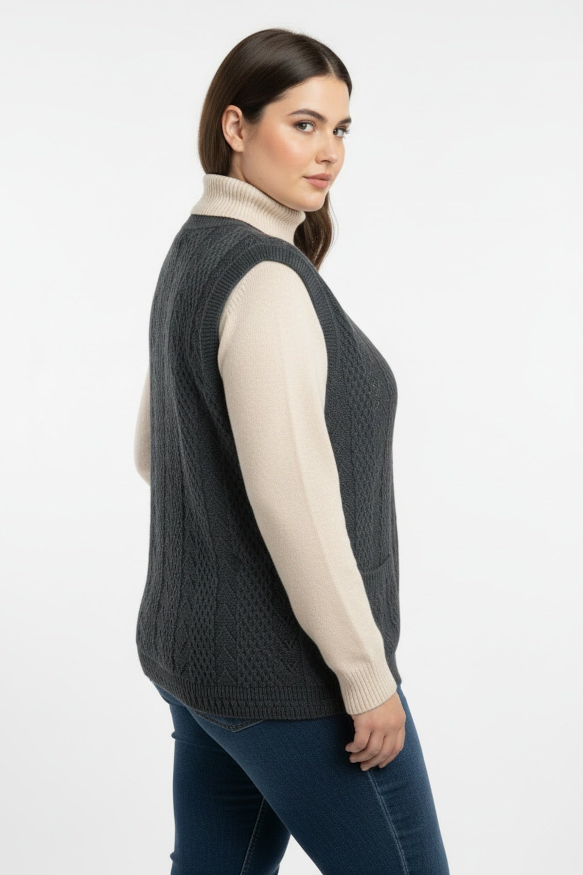 Übergroße Strickweste – Anthrazit