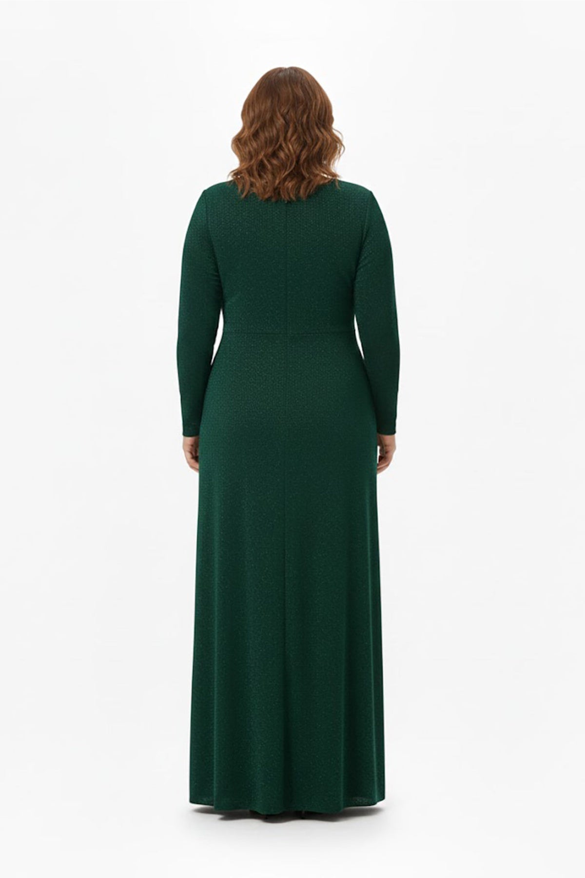 Abendkleid mit langen Ärmeln und Zierleiste an der Taille in Übergröße — Grün