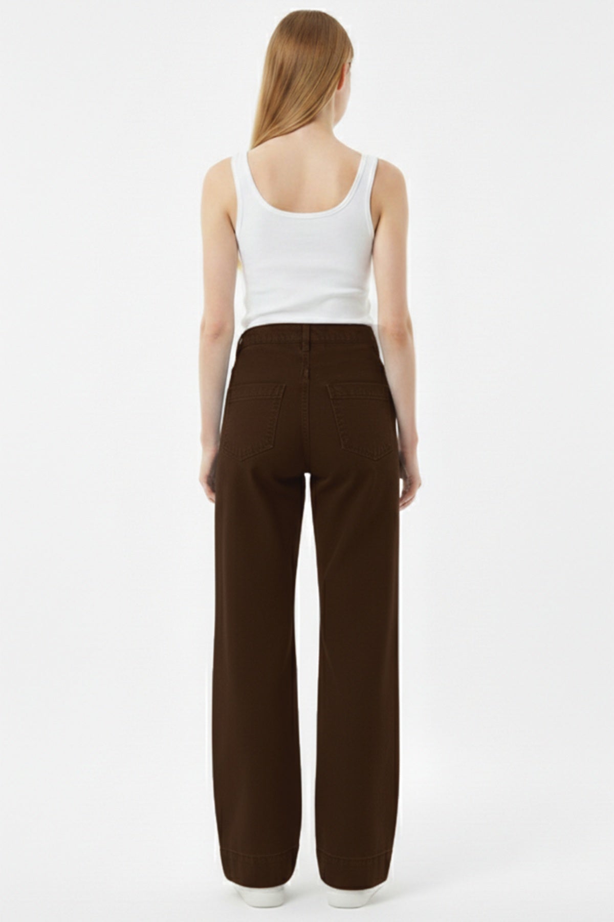 Wide-Leg Jeans Met Detail 'Çimalı' Aan De Voorkant — Bruin