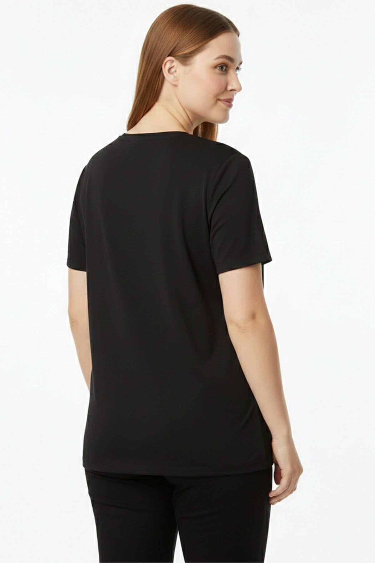 Plus - Size Oversized V - Neck T - Shirt, Black