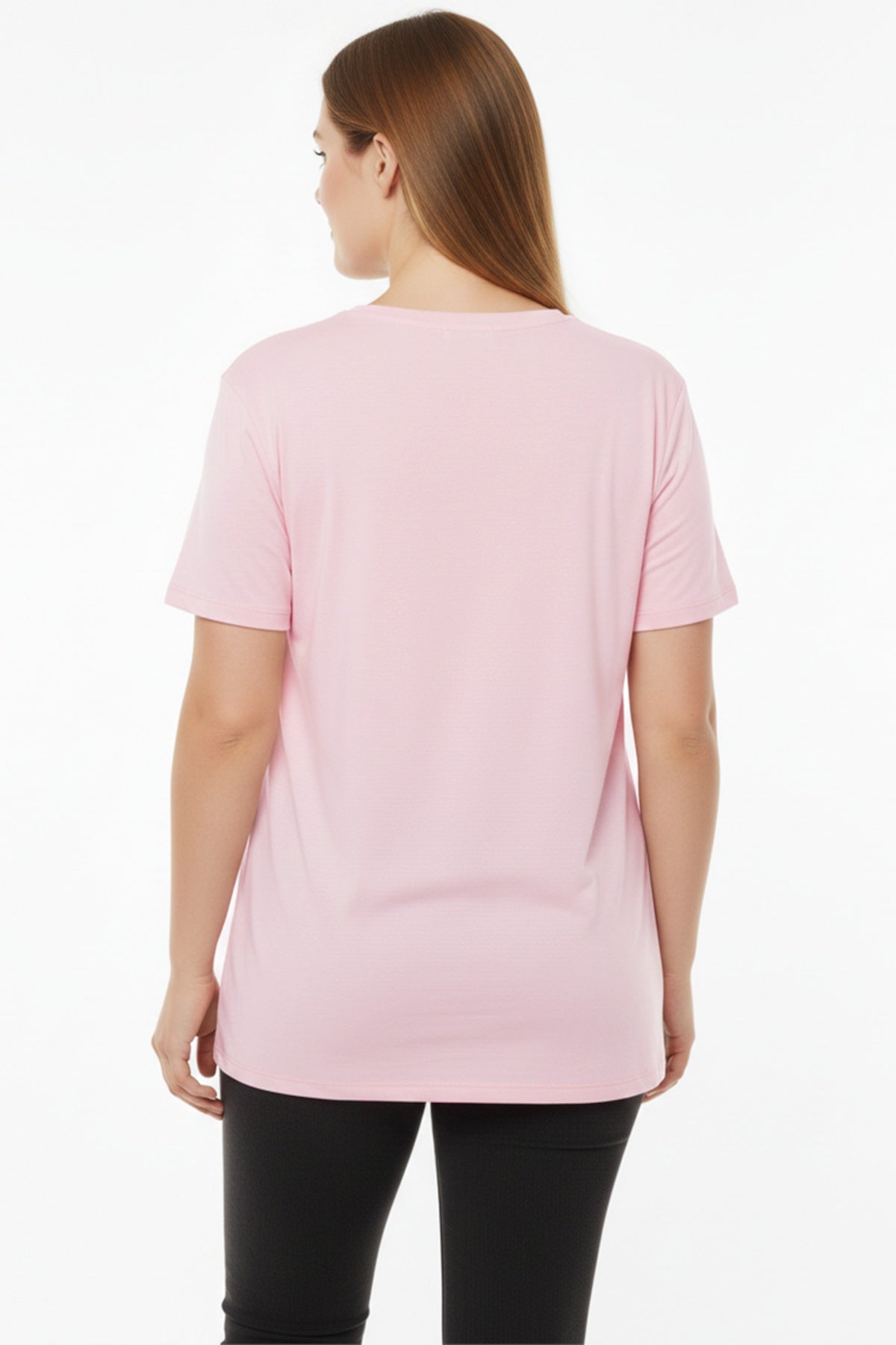 Großes Oversized V-Ausschnitt T-Shirt, Pink
