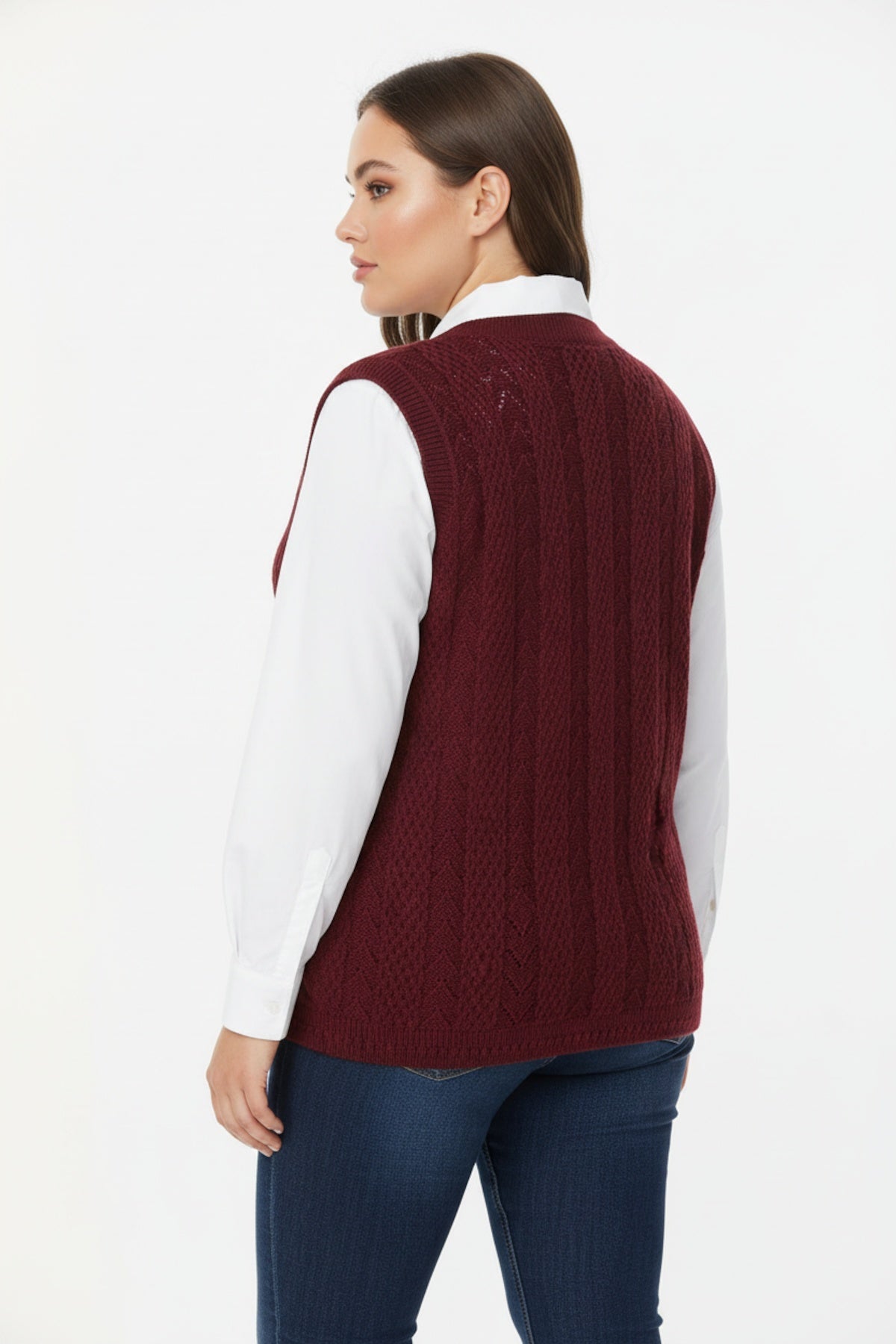 Strickweste in großen Größen — Burgund