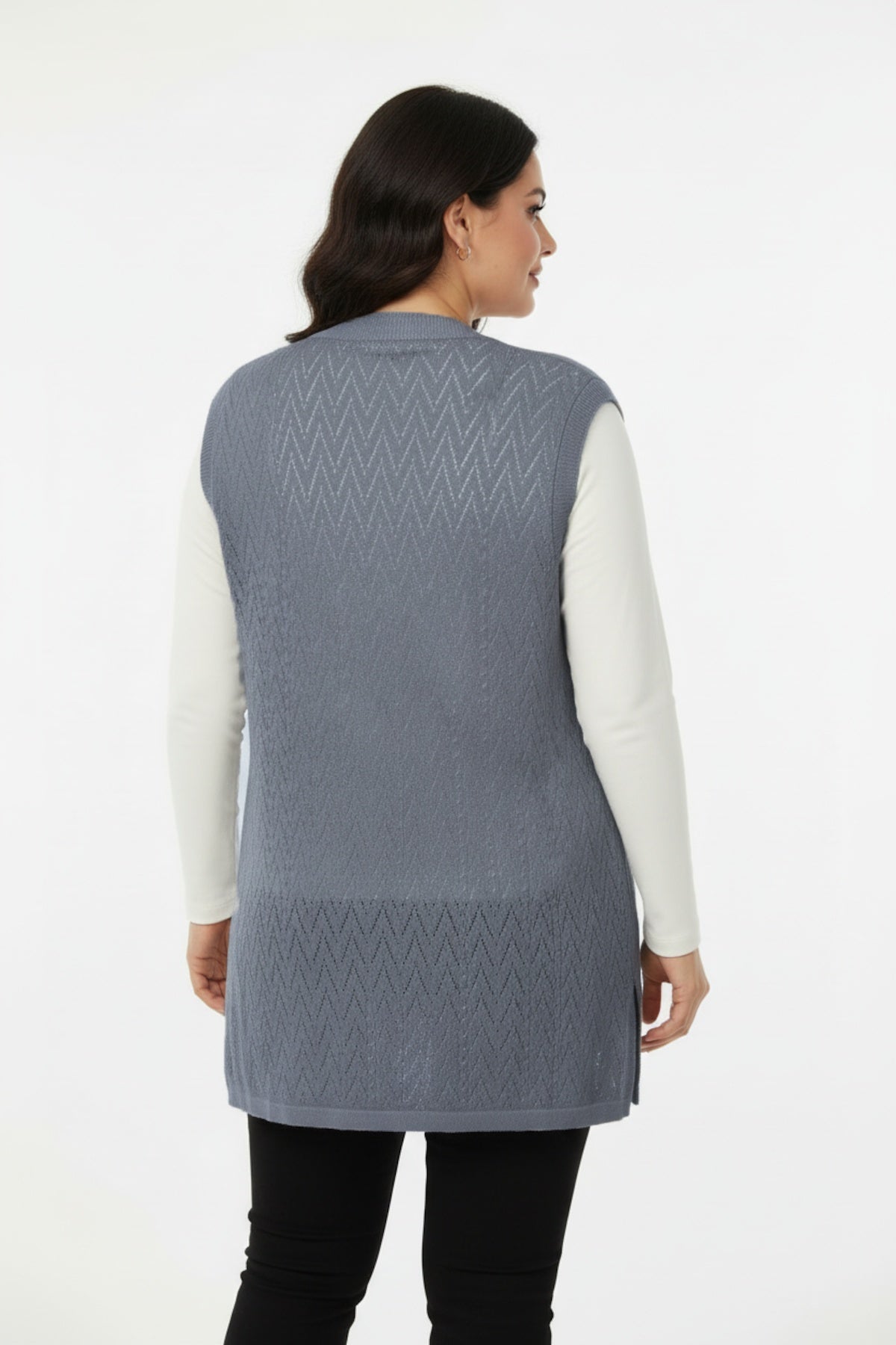 Harmony Plus-Size Strickweste – Grau