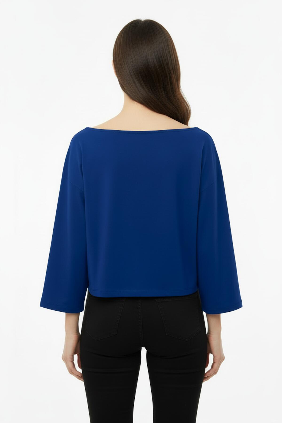 Bluse mit überschnittenen Schultern – Weite Passform – Marineblau