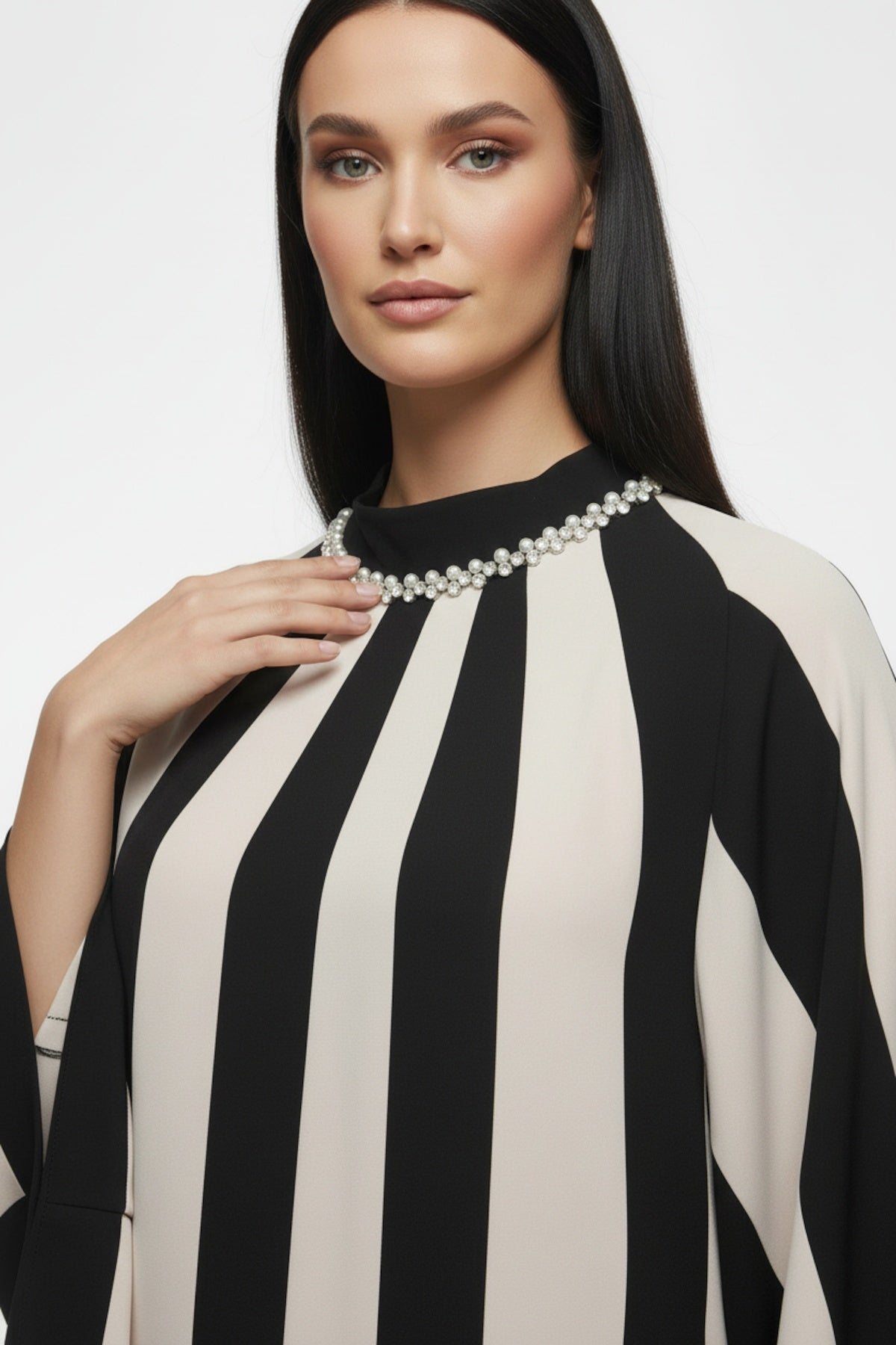 Hellgraues Dolman-Kleid mit Halsausschnitt-Detail – Große Größen