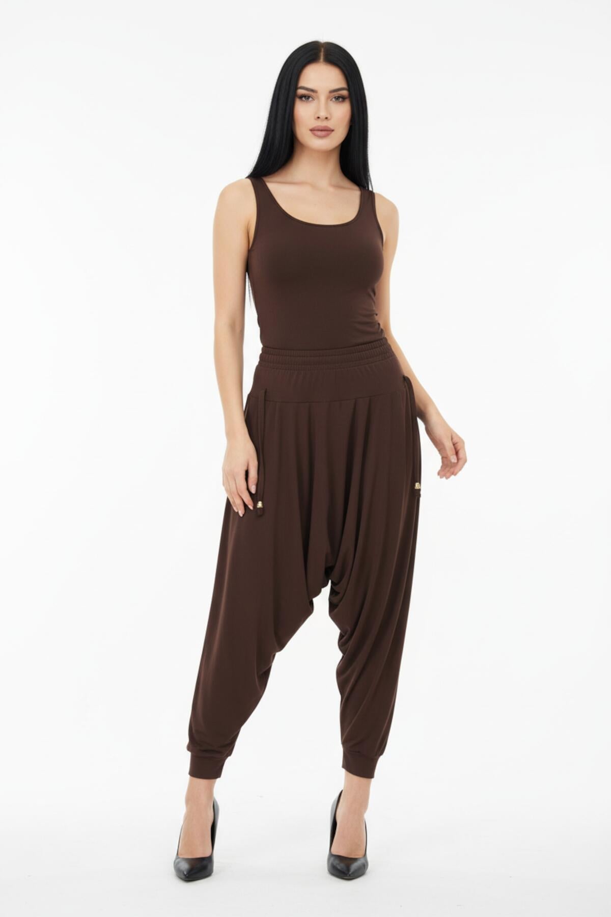 Plus - Size Sandy Trousers — Brown