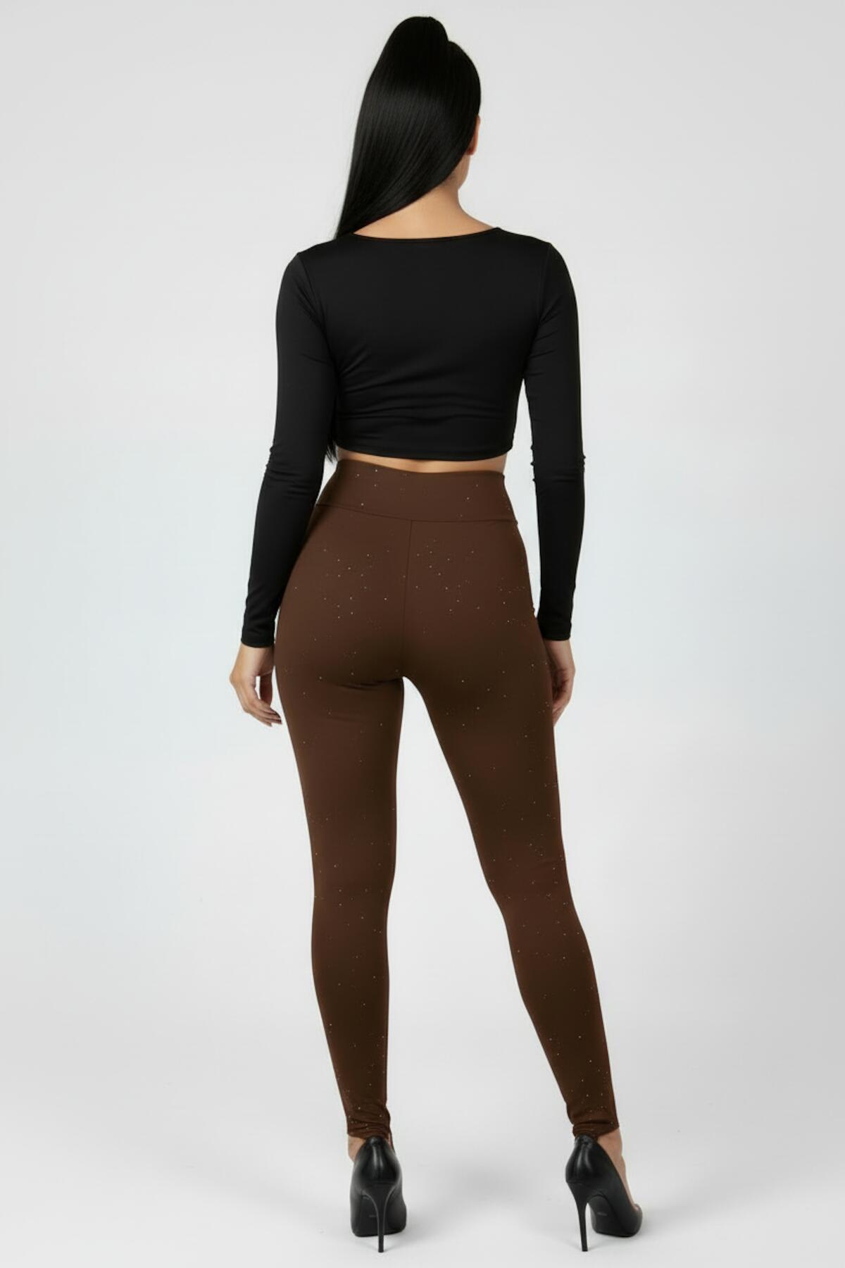 Toe - Loop Embellished Leggings — Brown