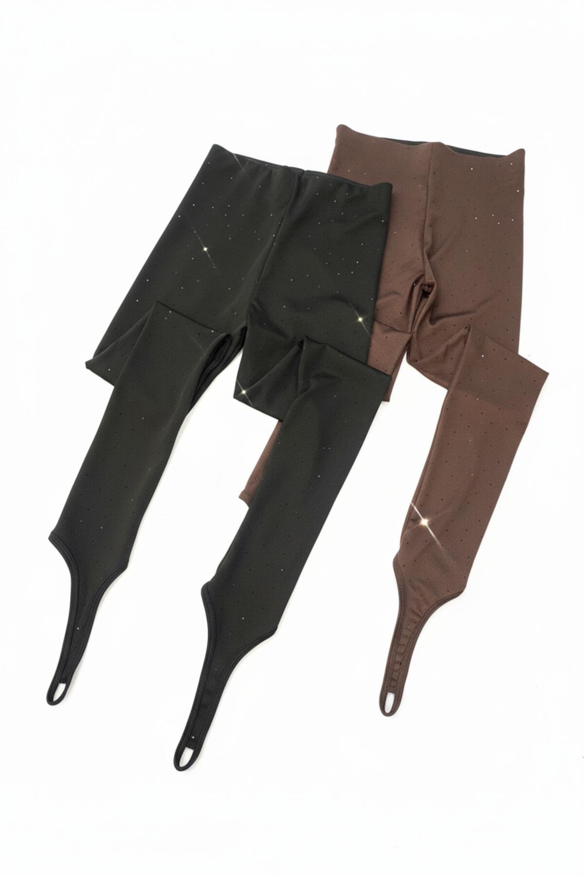 Toe - Loop Embellished Leggings — Brown