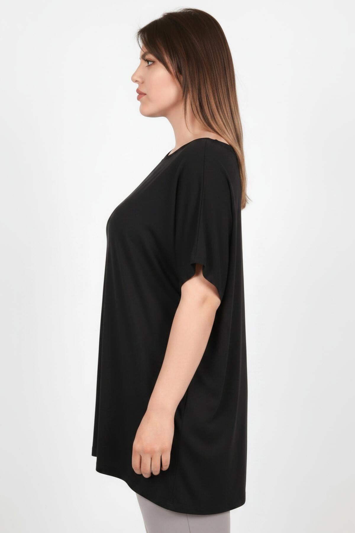 Plus - Size Oversized Off - Shoulder Blouse — Black