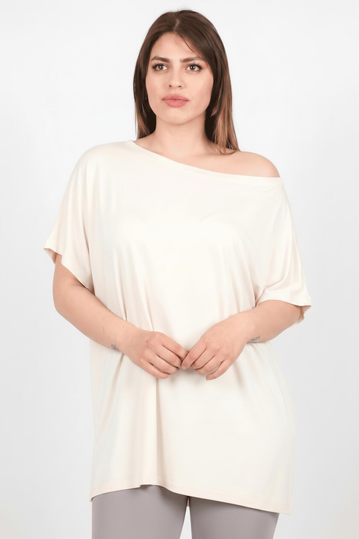 Plus - Size Off - White Dropped - Shoulder Blouse