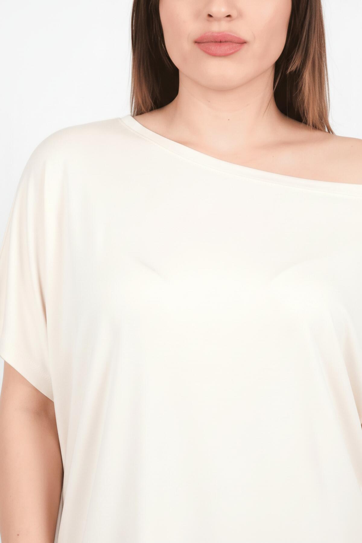 Plus - Size Off - White Dropped - Shoulder Blouse