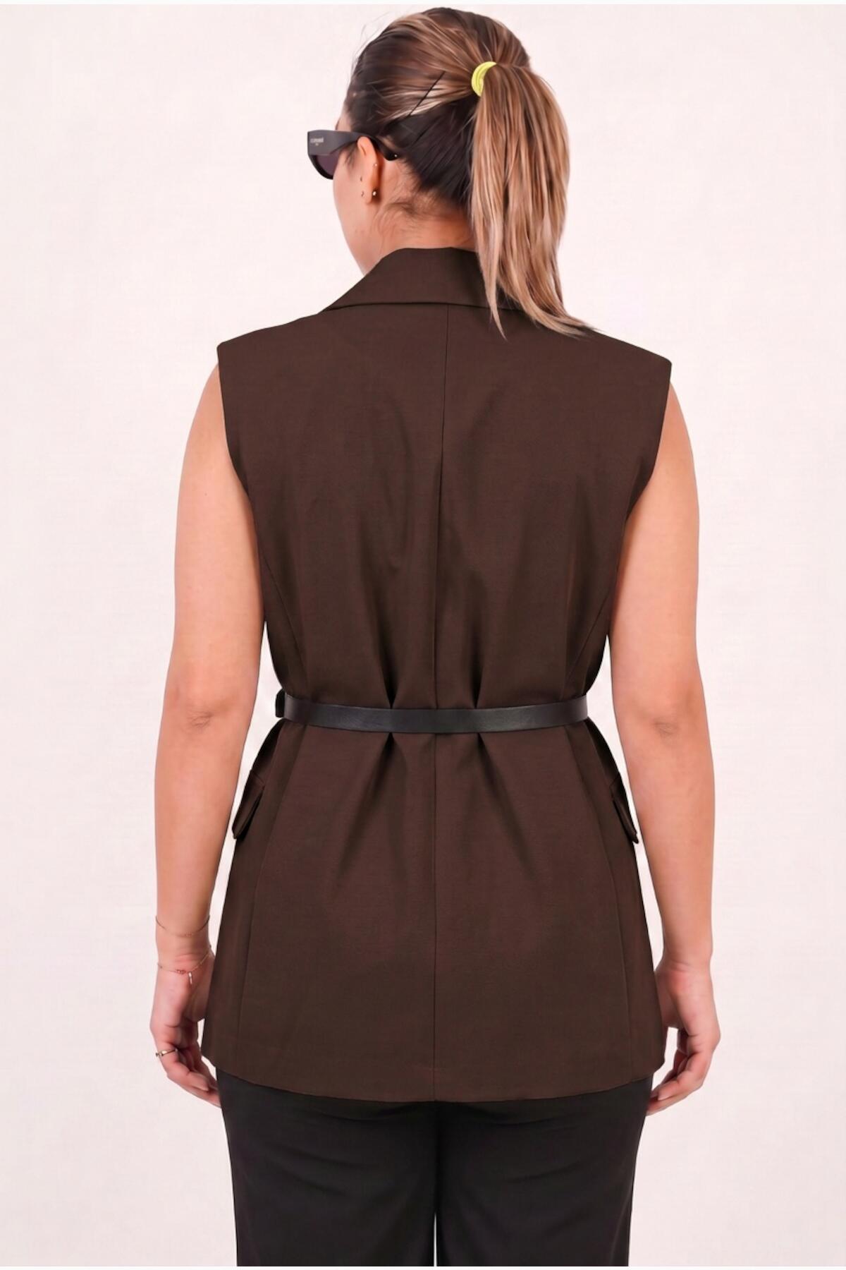 Brown Belted Vest