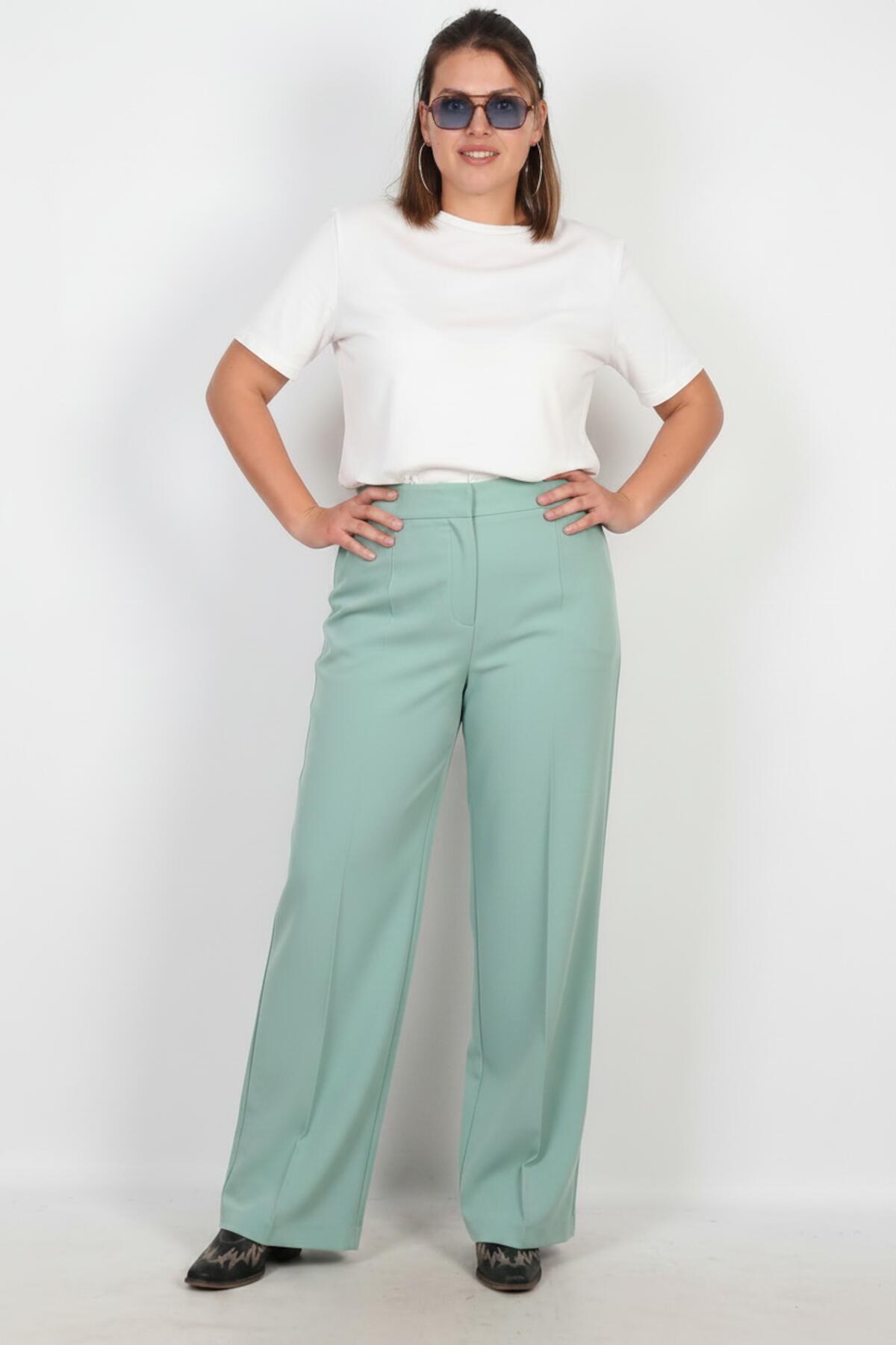 Plus - Size Wide - Leg Trousers — Mint