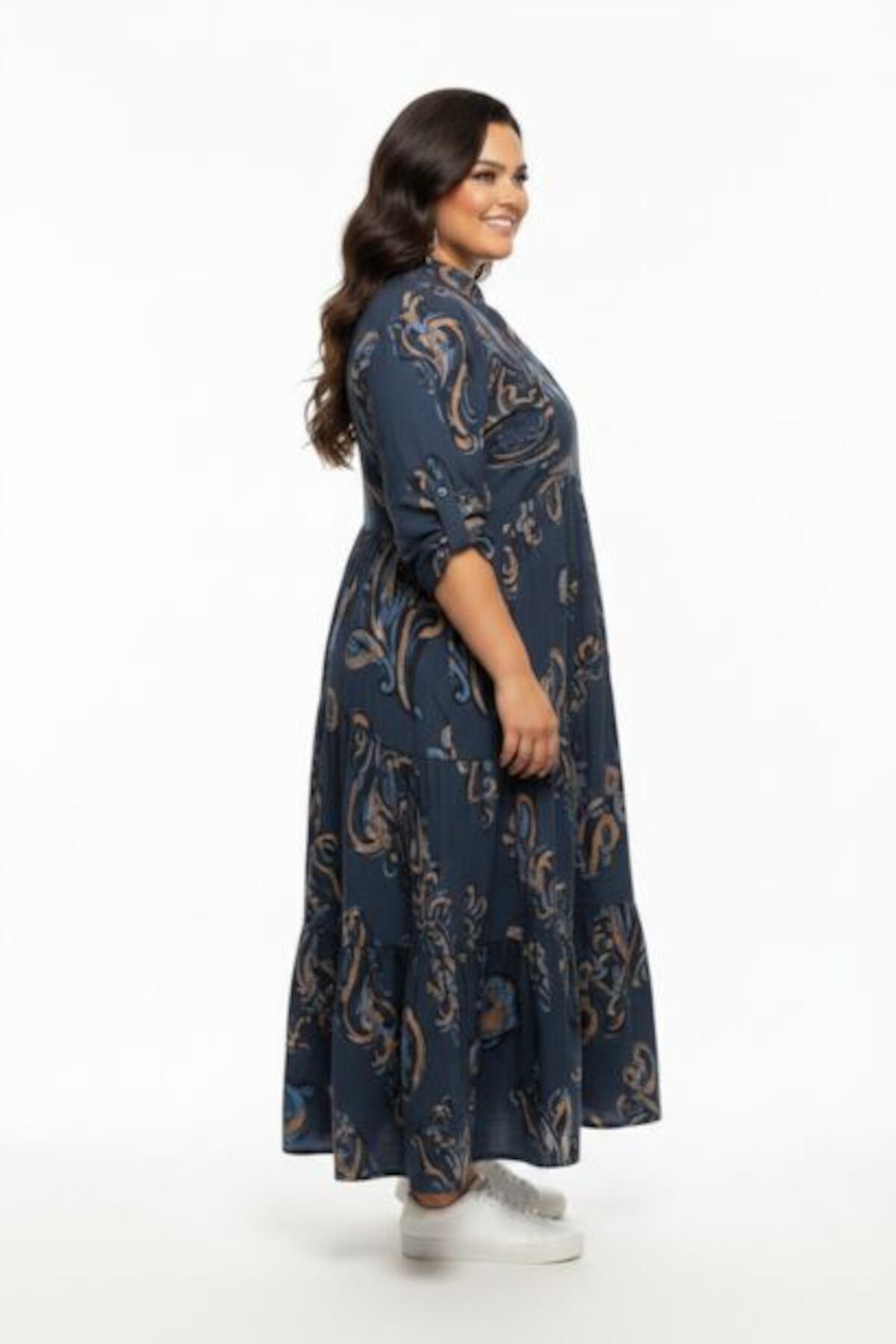 Maxikleid in Großen Größen mit Knopfleiste – Blau