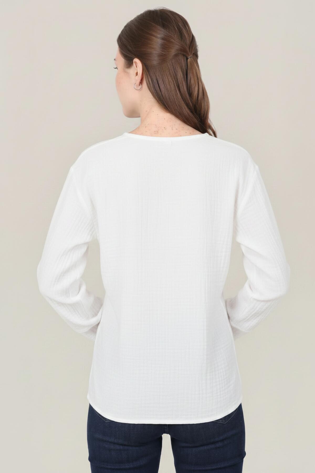 Mousseline Wikkel Kimono Tuniek — Wit