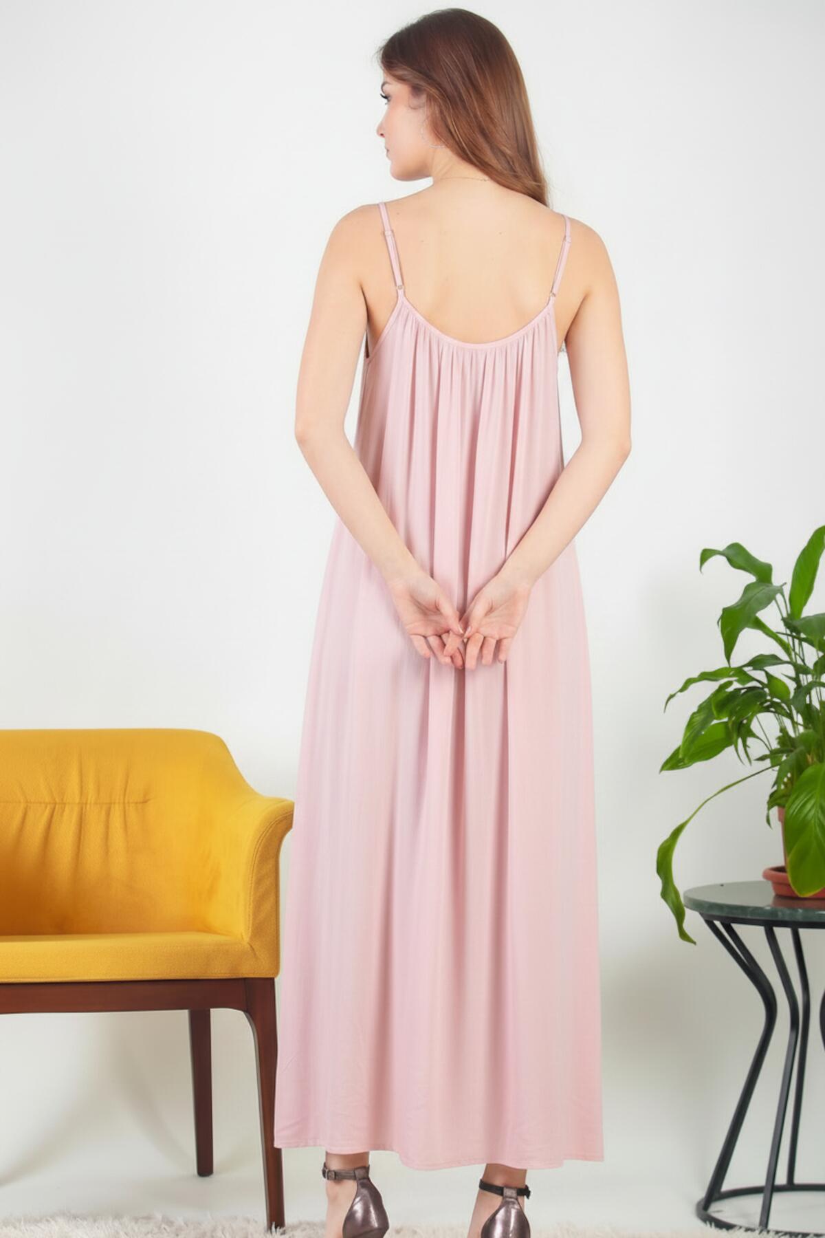 Spaghetti-Träger-Midi-Kleid aus italienischem Voile – Rosa