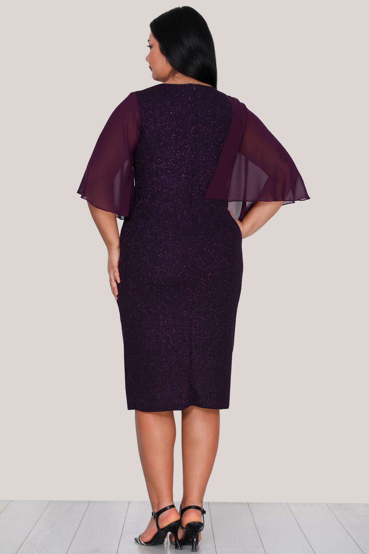 Plus - Size Glitter Midi Dress — Purple