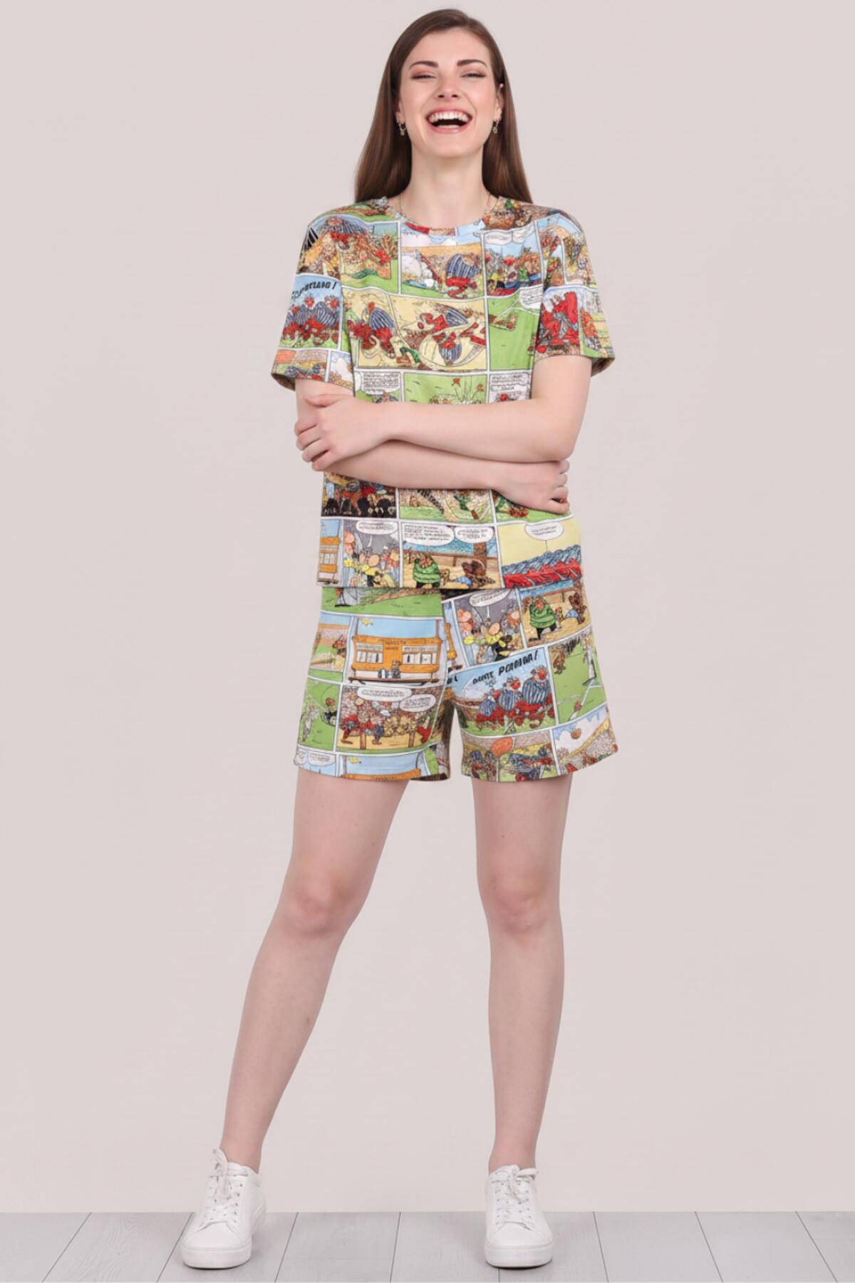 Women's Printed Short - Sleeve Pyjama Set — Multicolour